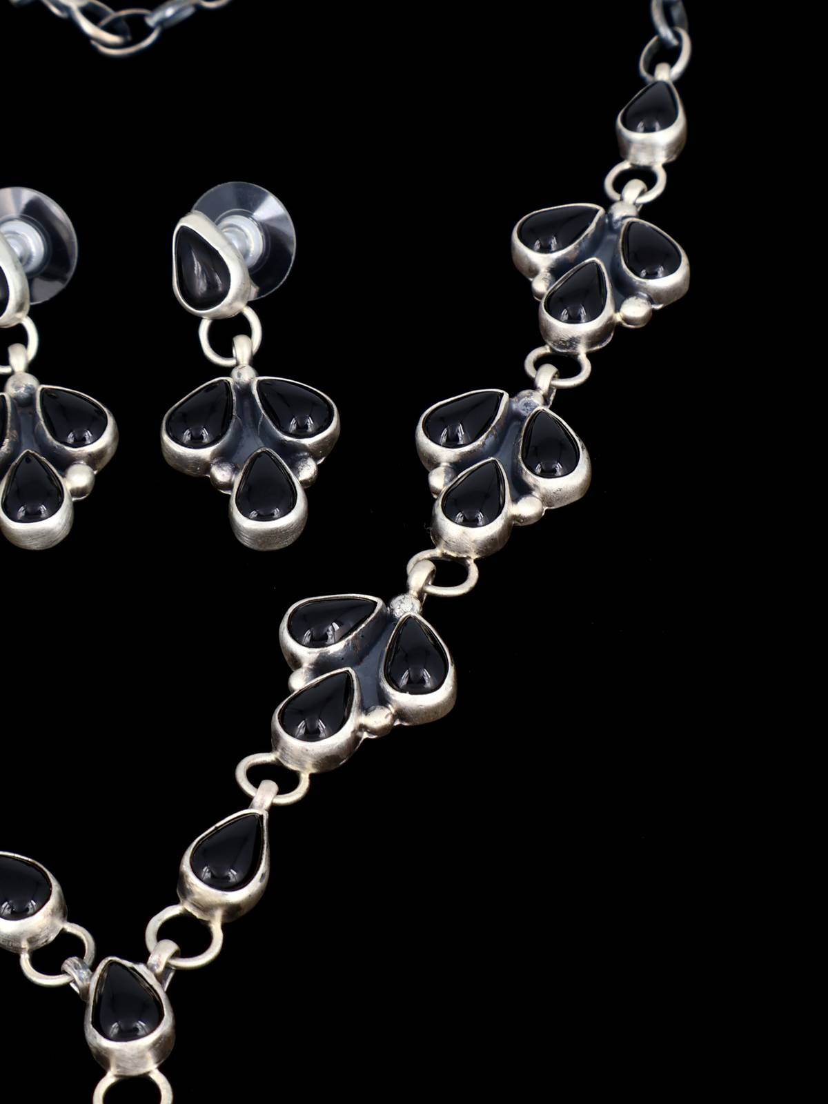 Native American Jewelry Black Onyx Lariat Necklace Set