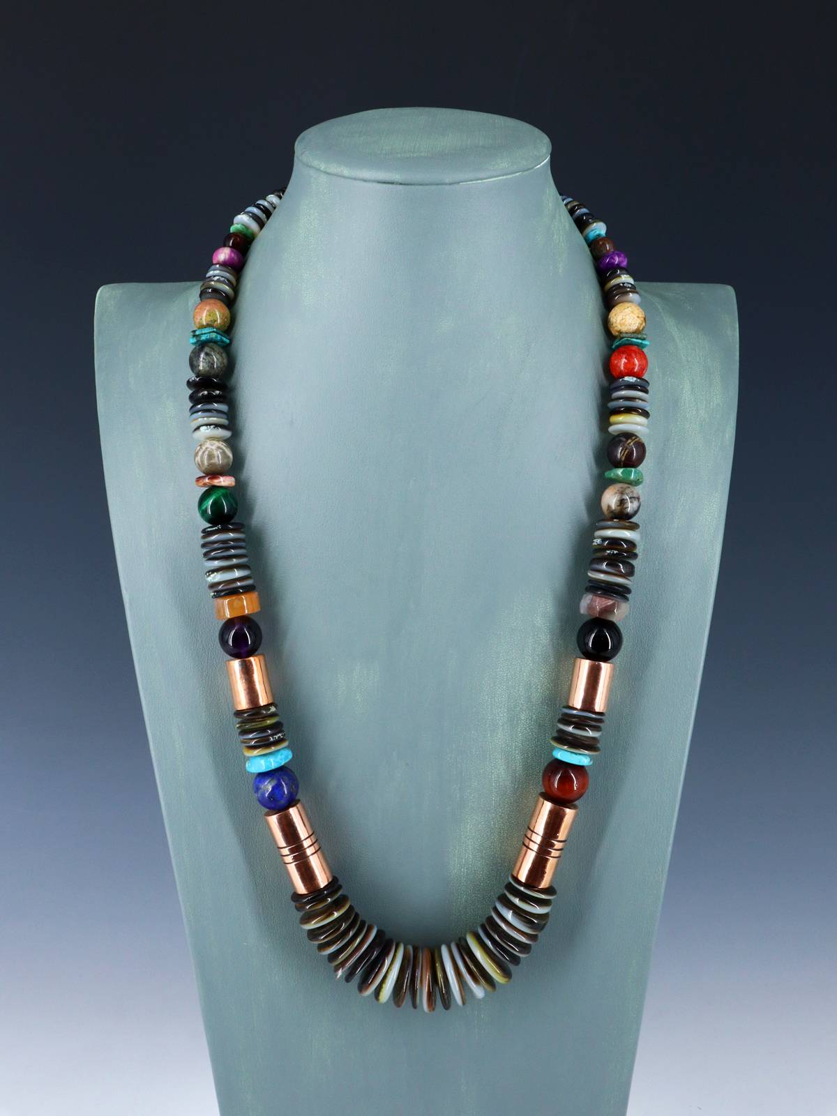 Copper and Multistone Beaded Single Strand Necklace
