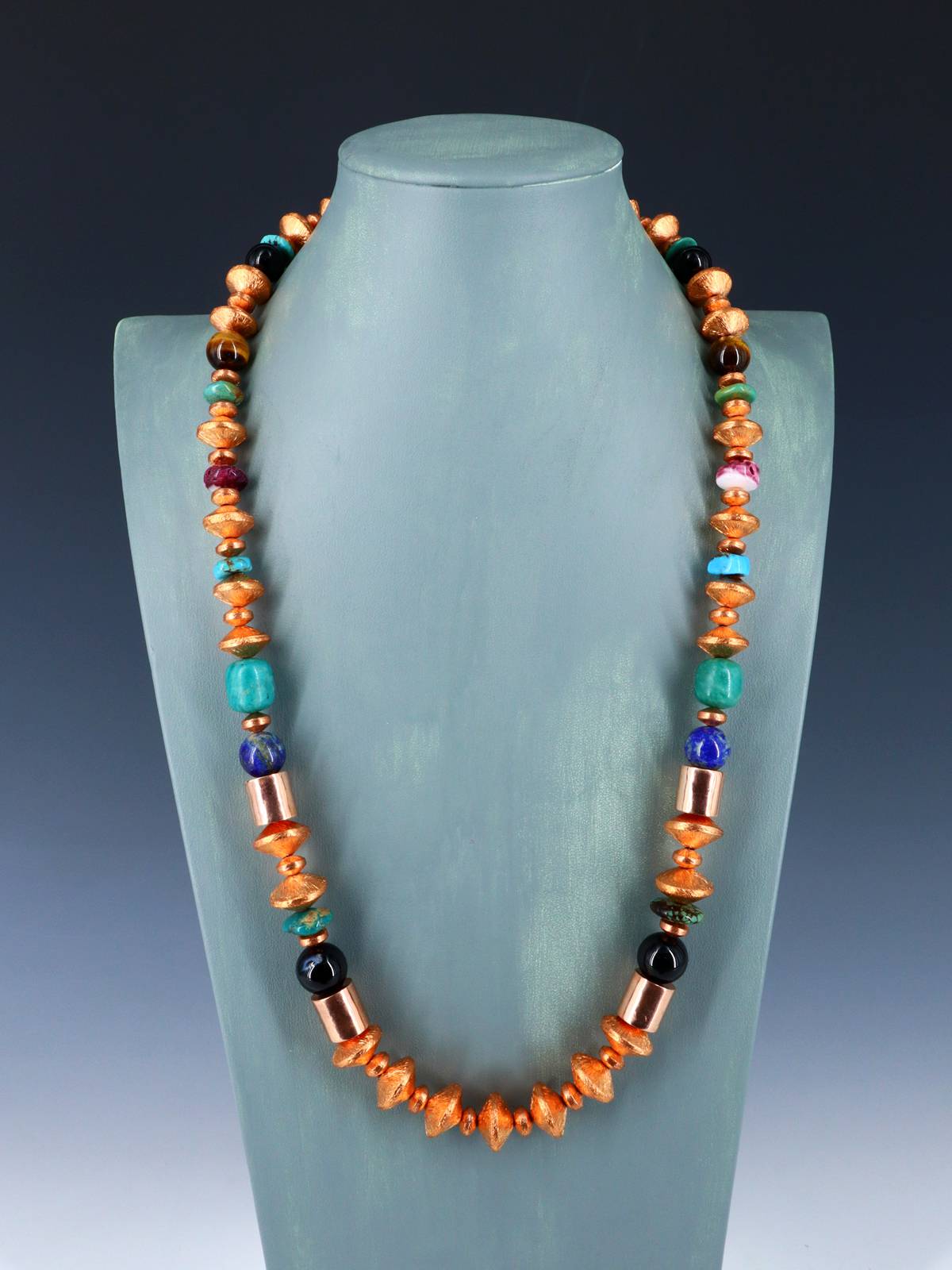 Copper and Multistone Beaded Single Strand Necklace