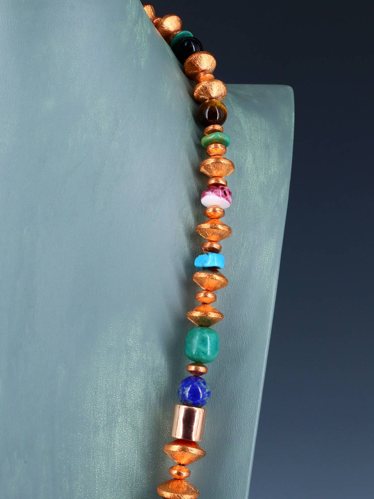 Copper and Multistone Beaded Single Strand Necklace