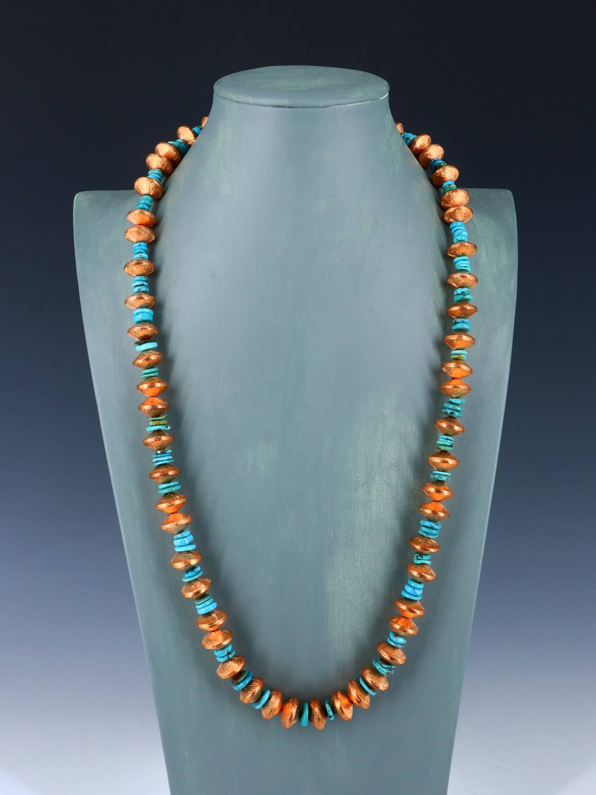 Copper and Turquoise Beaded Single Strand Necklace