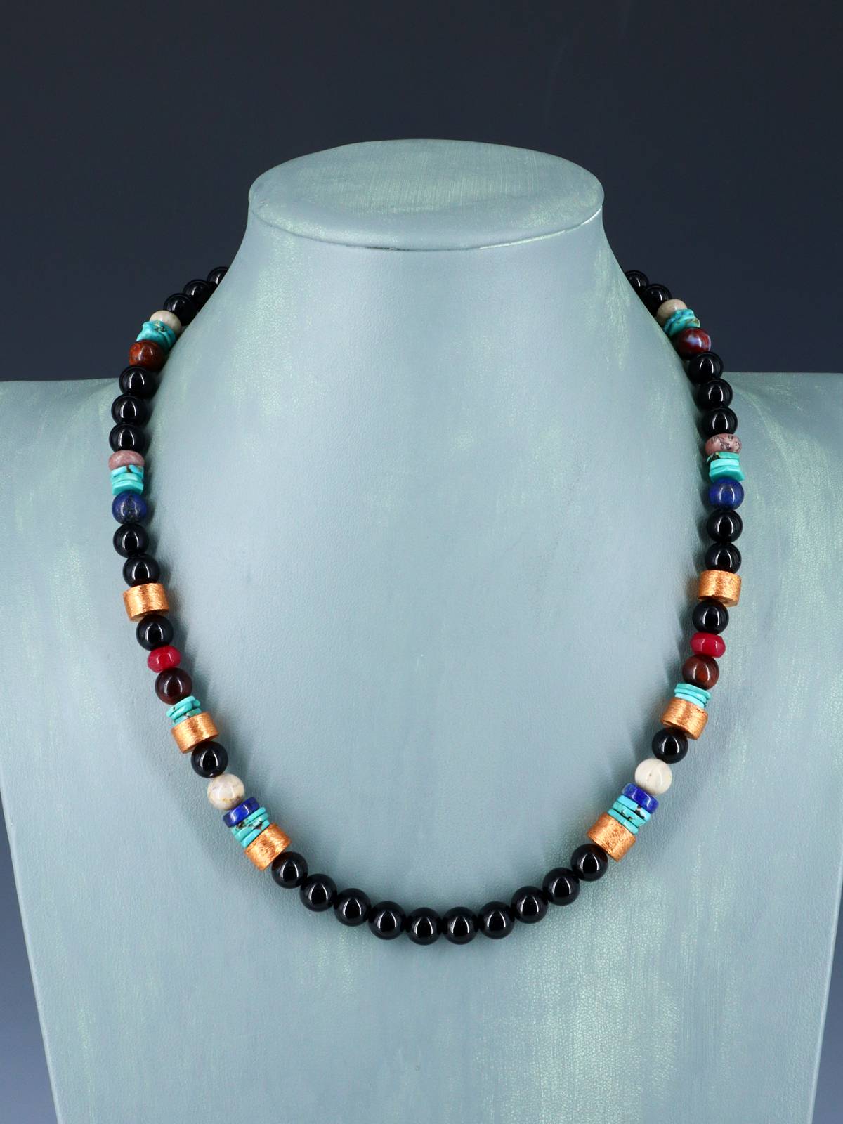 Copper and Multistone Beaded Single Strand Necklace