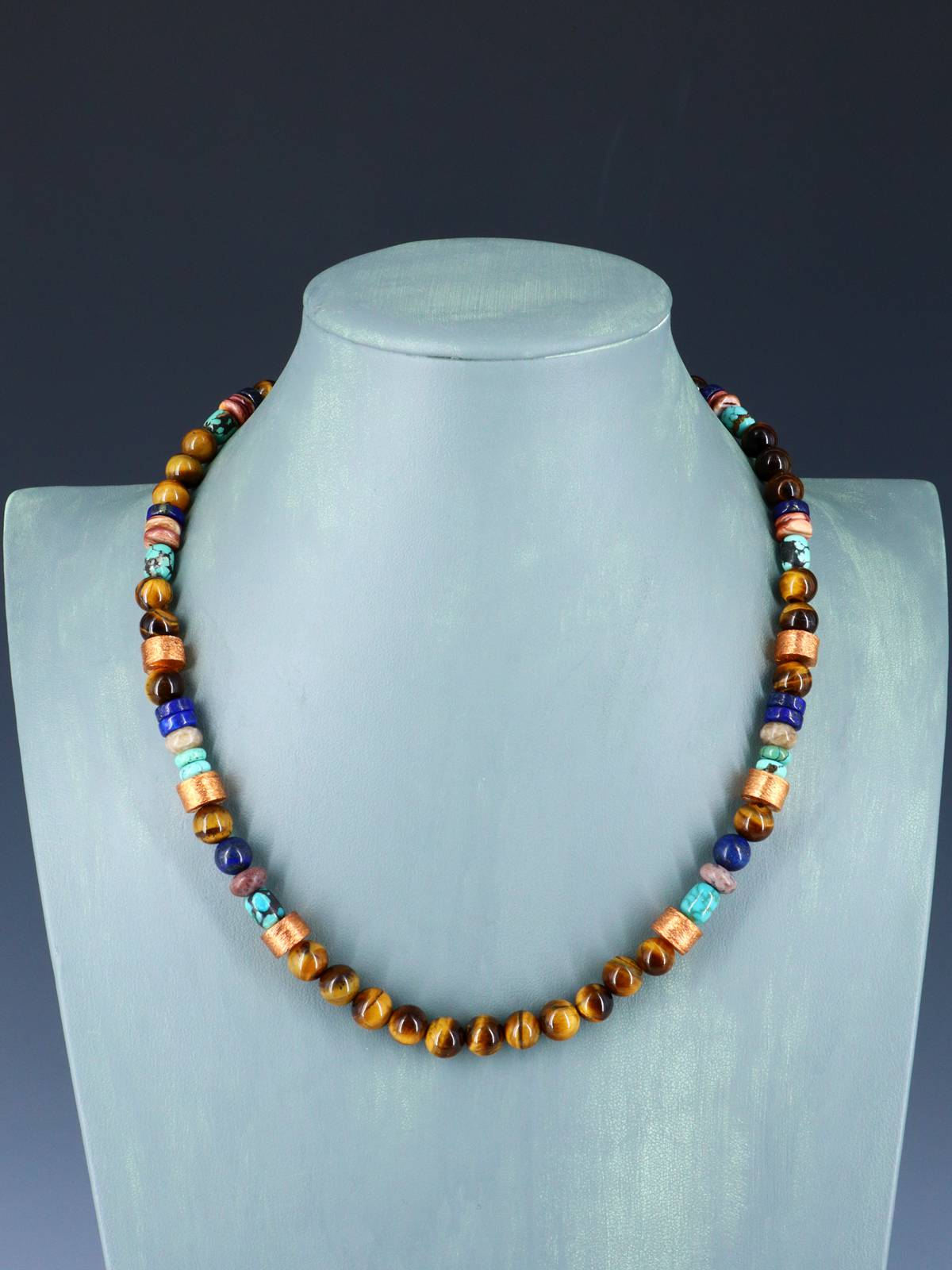 Copper and Tiger Eye Beaded Single Strand Necklace