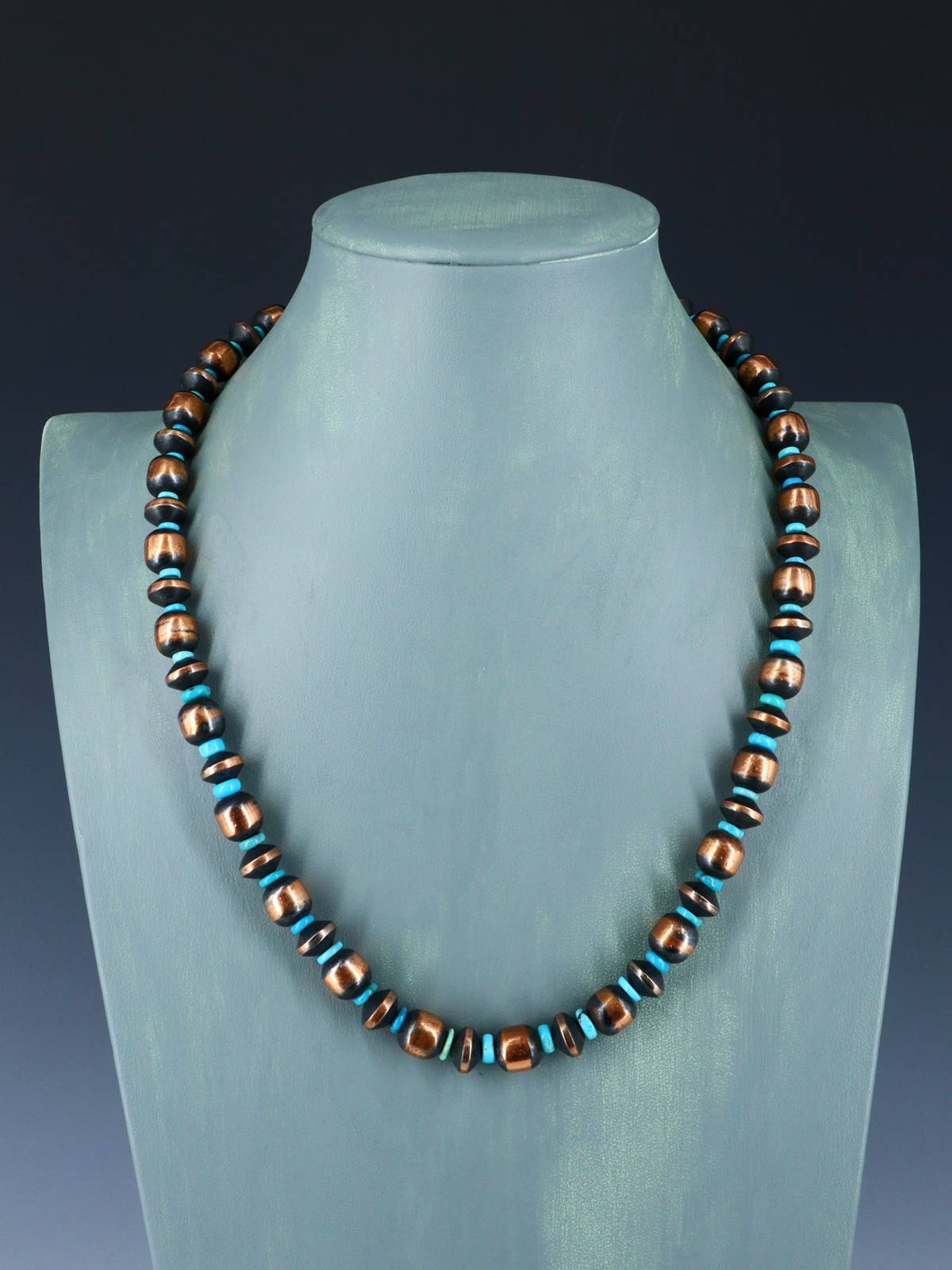 Copper and Turquoise Beaded Single Strand Necklace