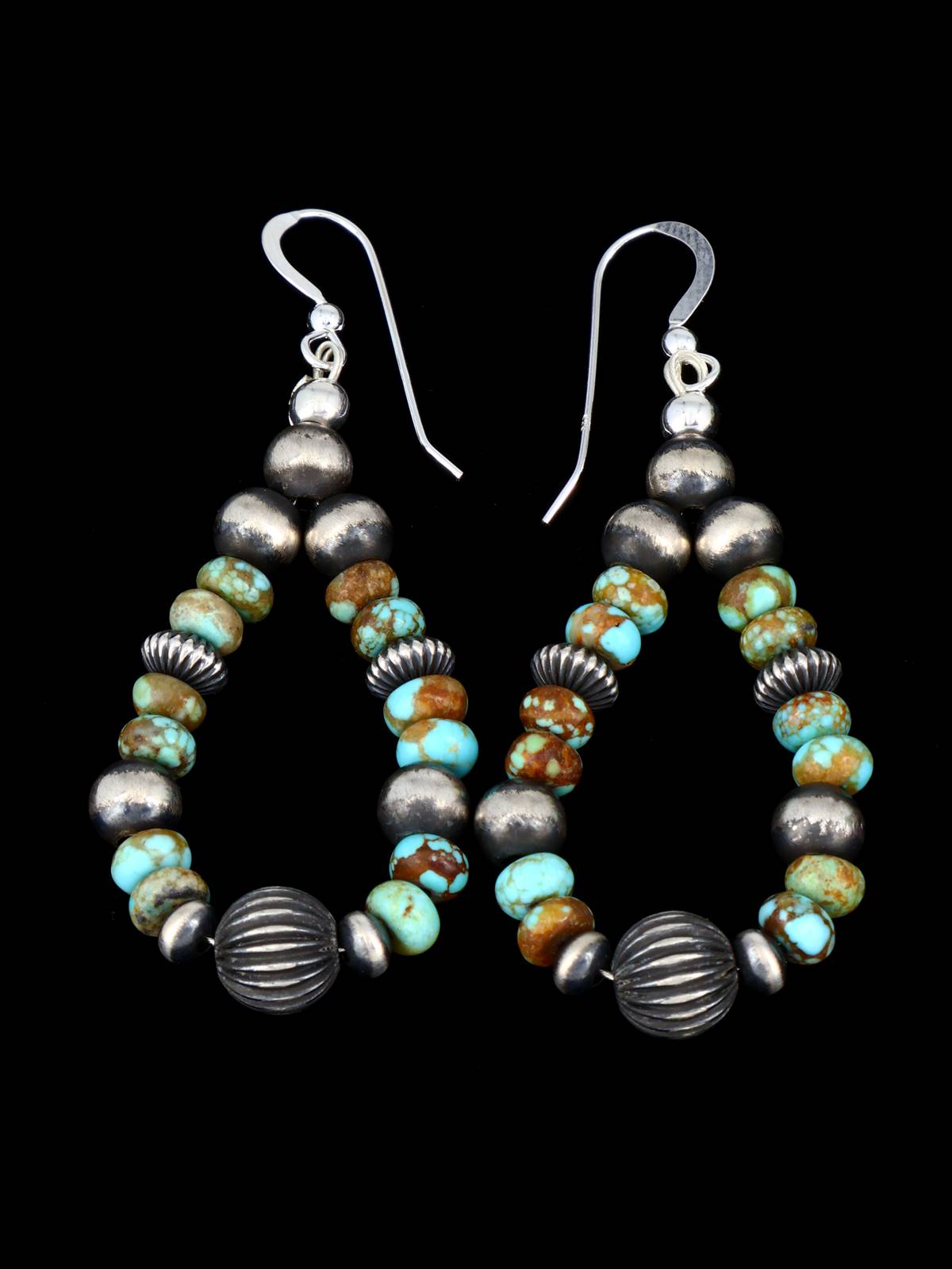 Navajo Damele Variscite Sterling Silver Beaded Necklace and Earring Set