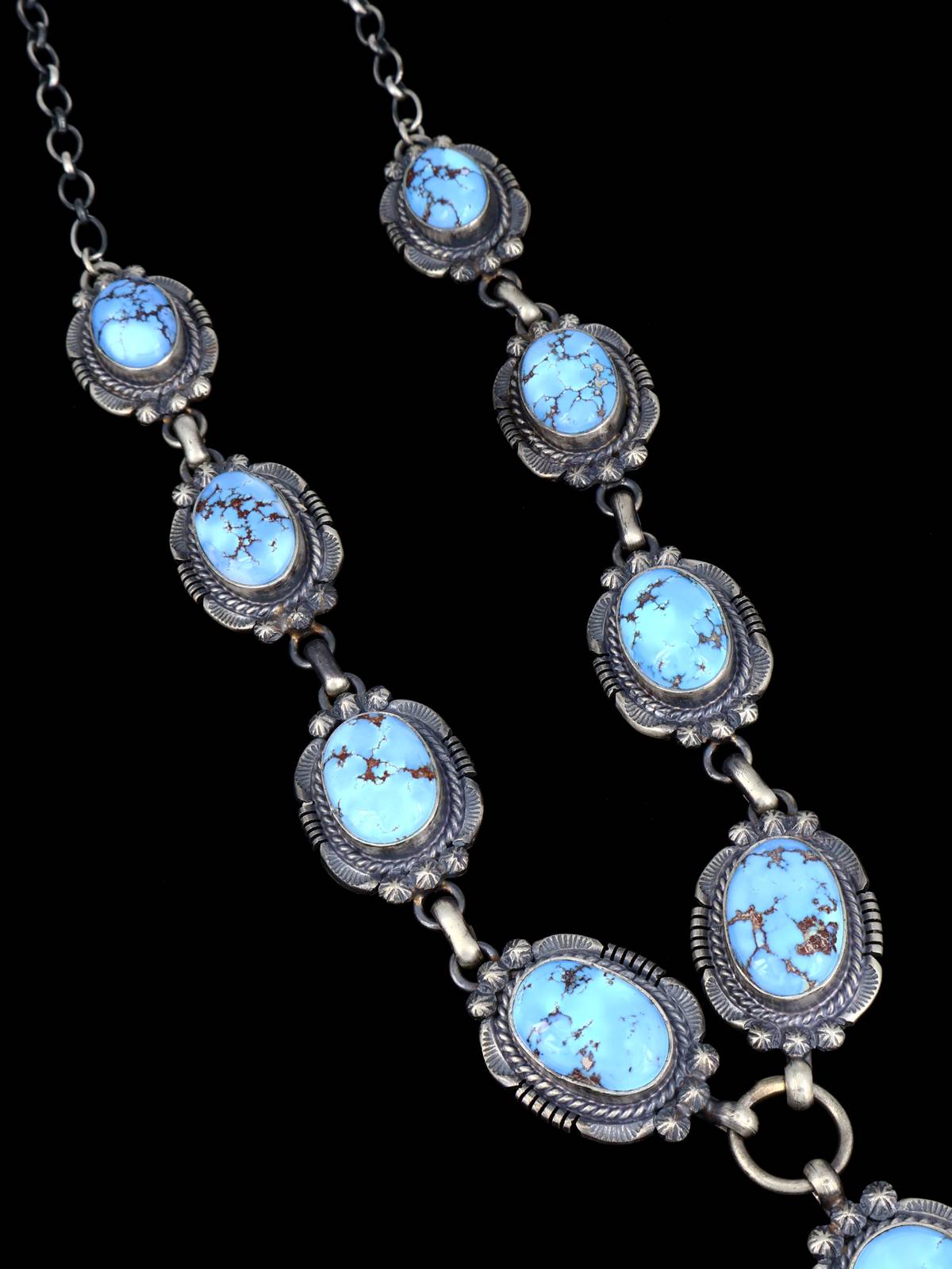 Natural Golden Hill Turquoise Sterling Silver Lariat Necklace Set