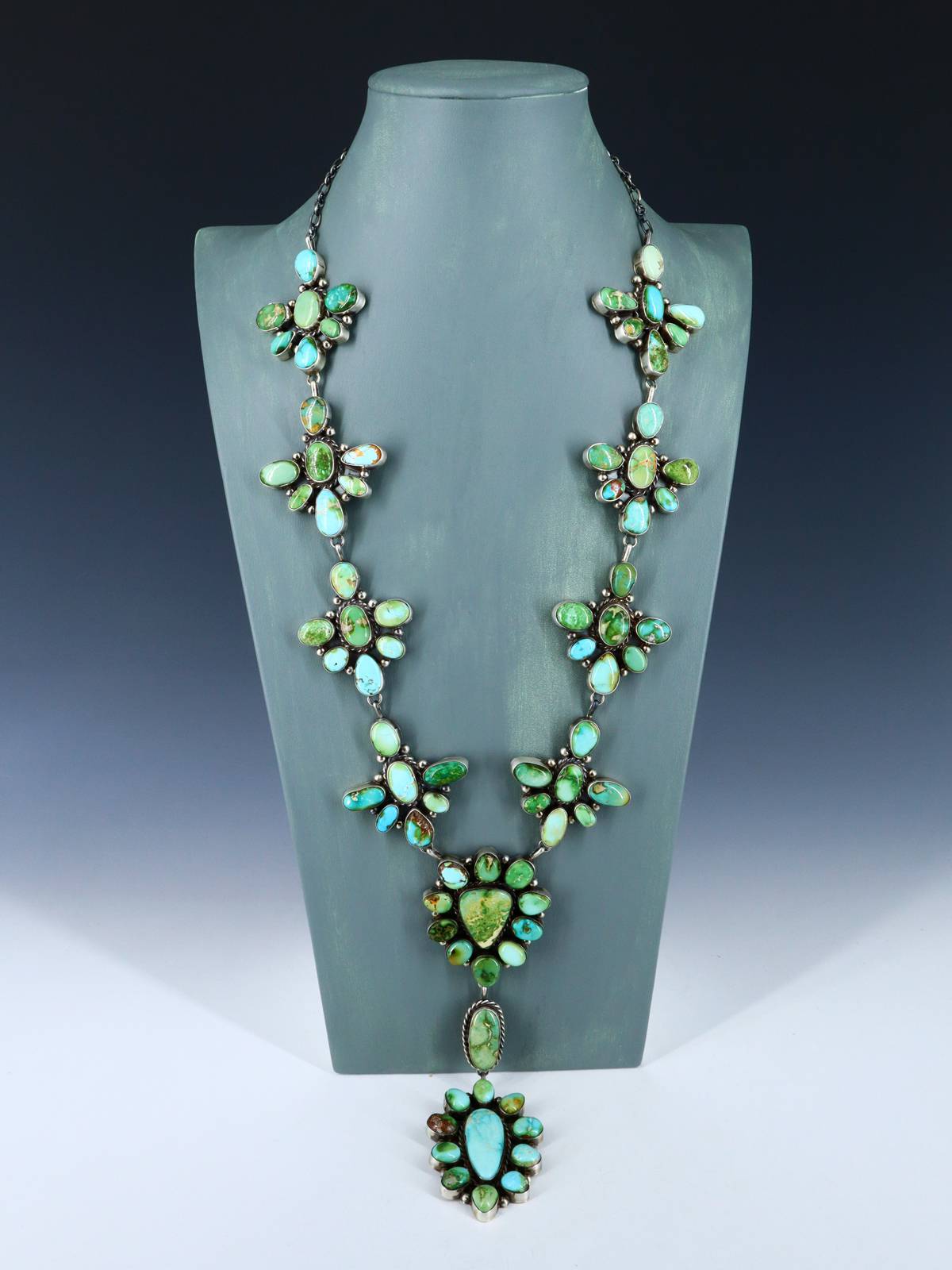 Native American Sterling Silver Sonoran Gold Turquoise Necklace Set