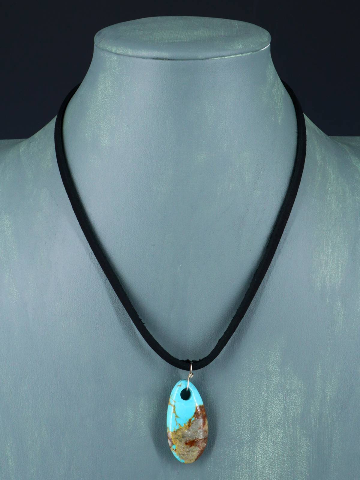Collier de cordon ras du cou à languette de larme turquoise