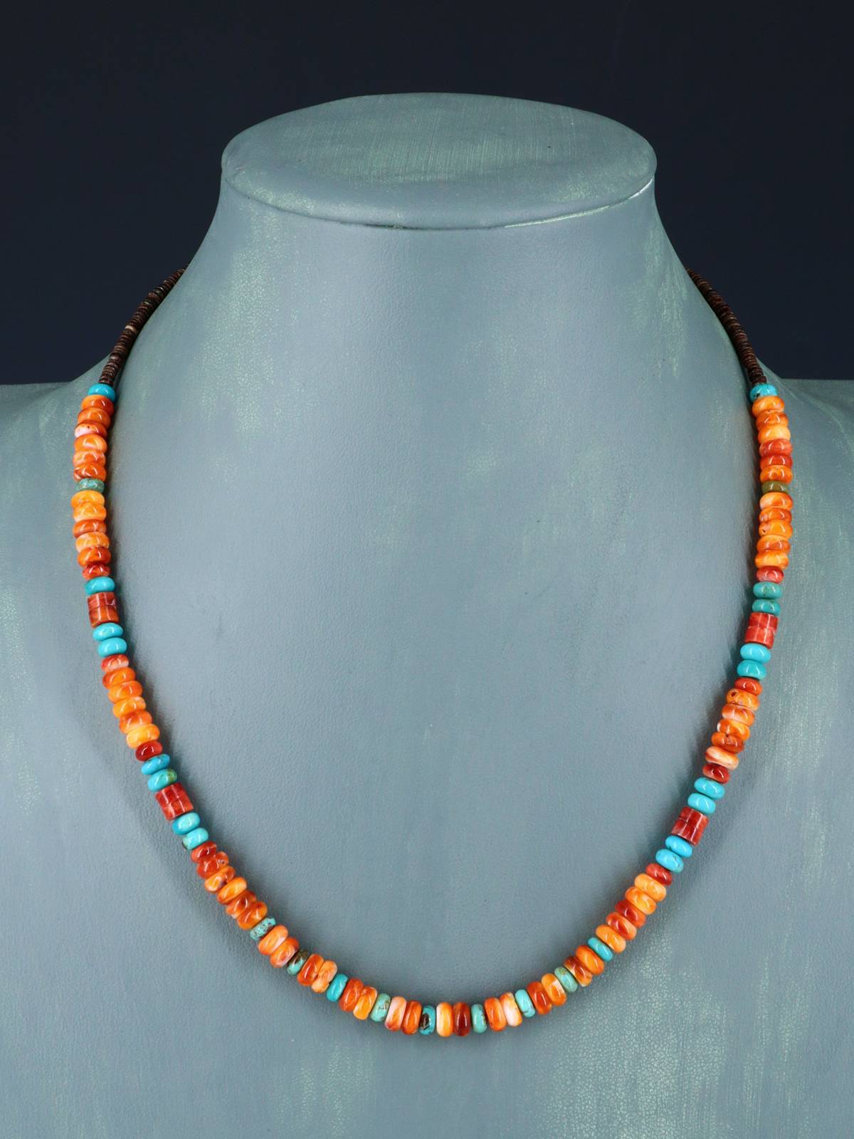 Bijoux amérindiens Collier simple brin d’huître épineuse et turquoise