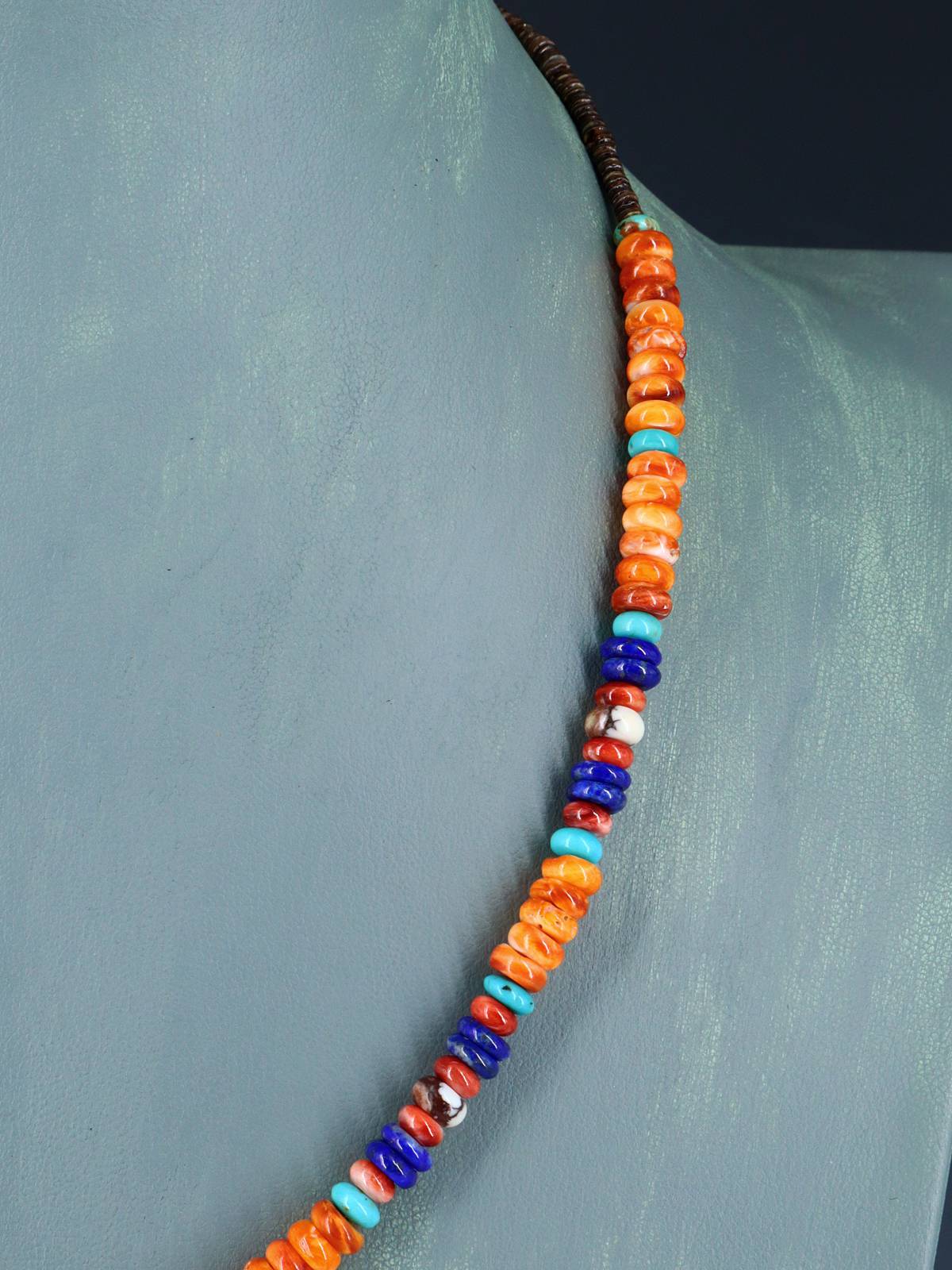 Bijoux amérindiens Collier simple brin d’huître épineuse et turquoise