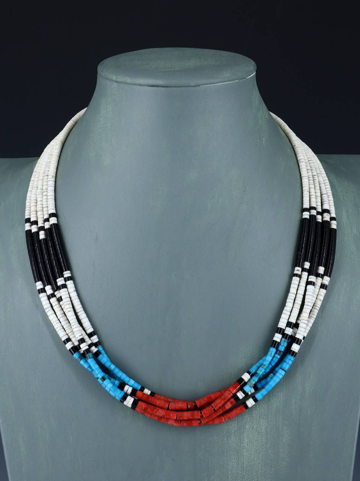 Collier Santo Domingo Single Strand Apple Corail et Turquoise