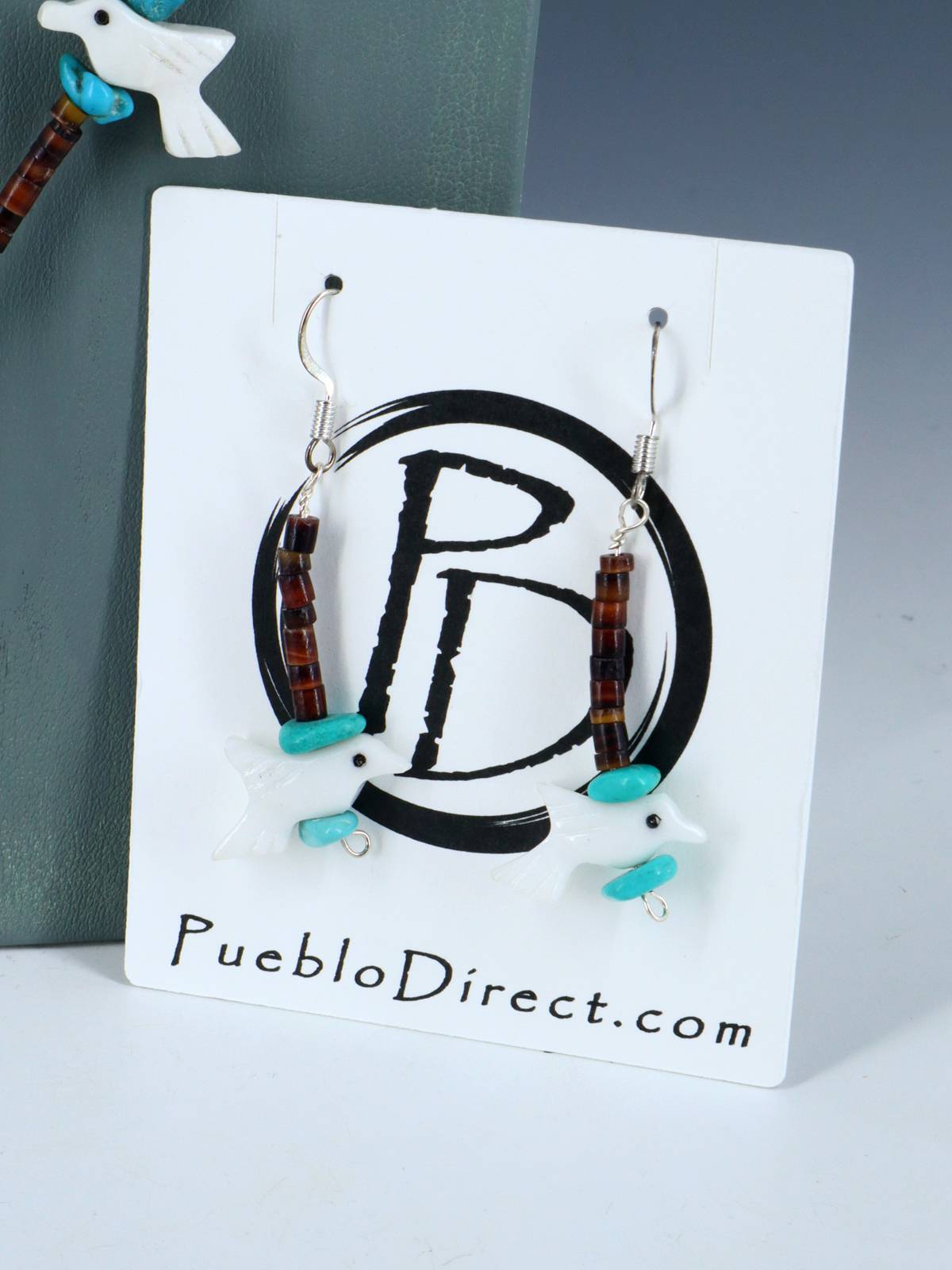 Native American Carved Zuni Fetish Bird Necklace Set