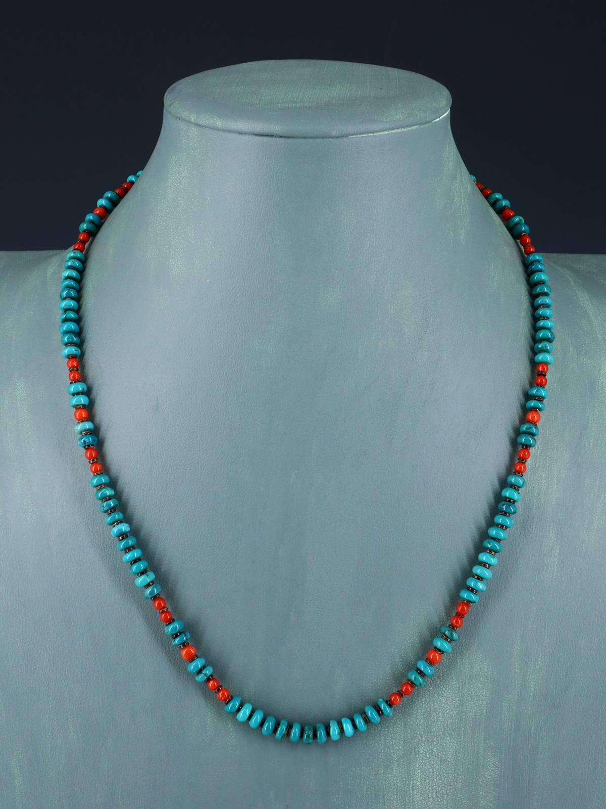 Native American Jewelry Turquoise and Coral Necklace