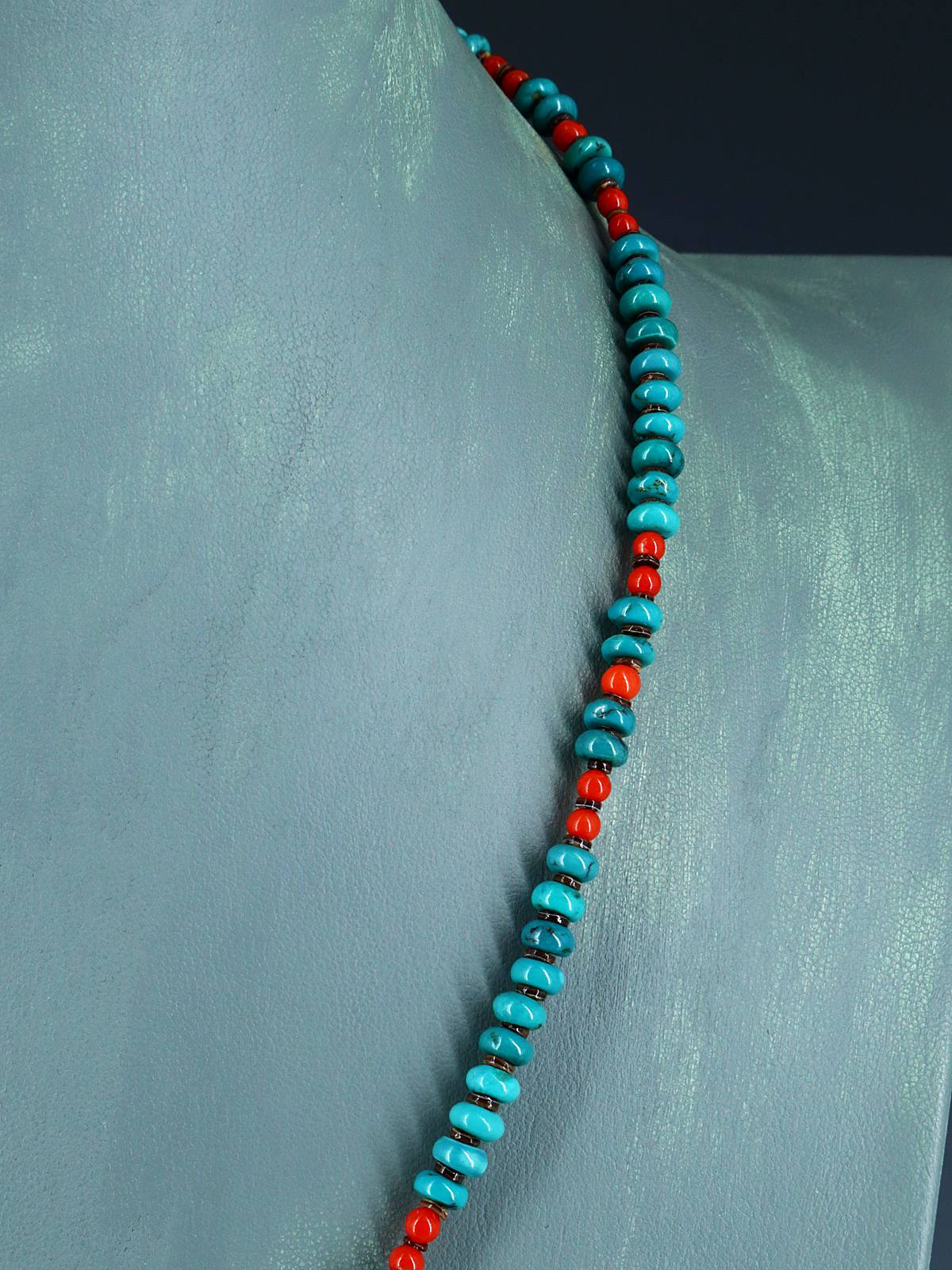 Native American Jewelry Turquoise and Coral Necklace