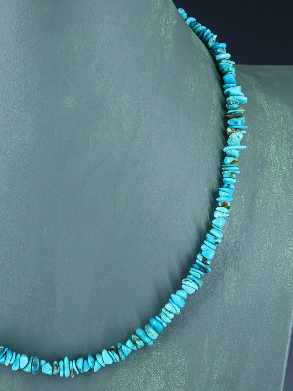 Collar de turquesa de una sola hebra de joyería india nativa americana de 22"