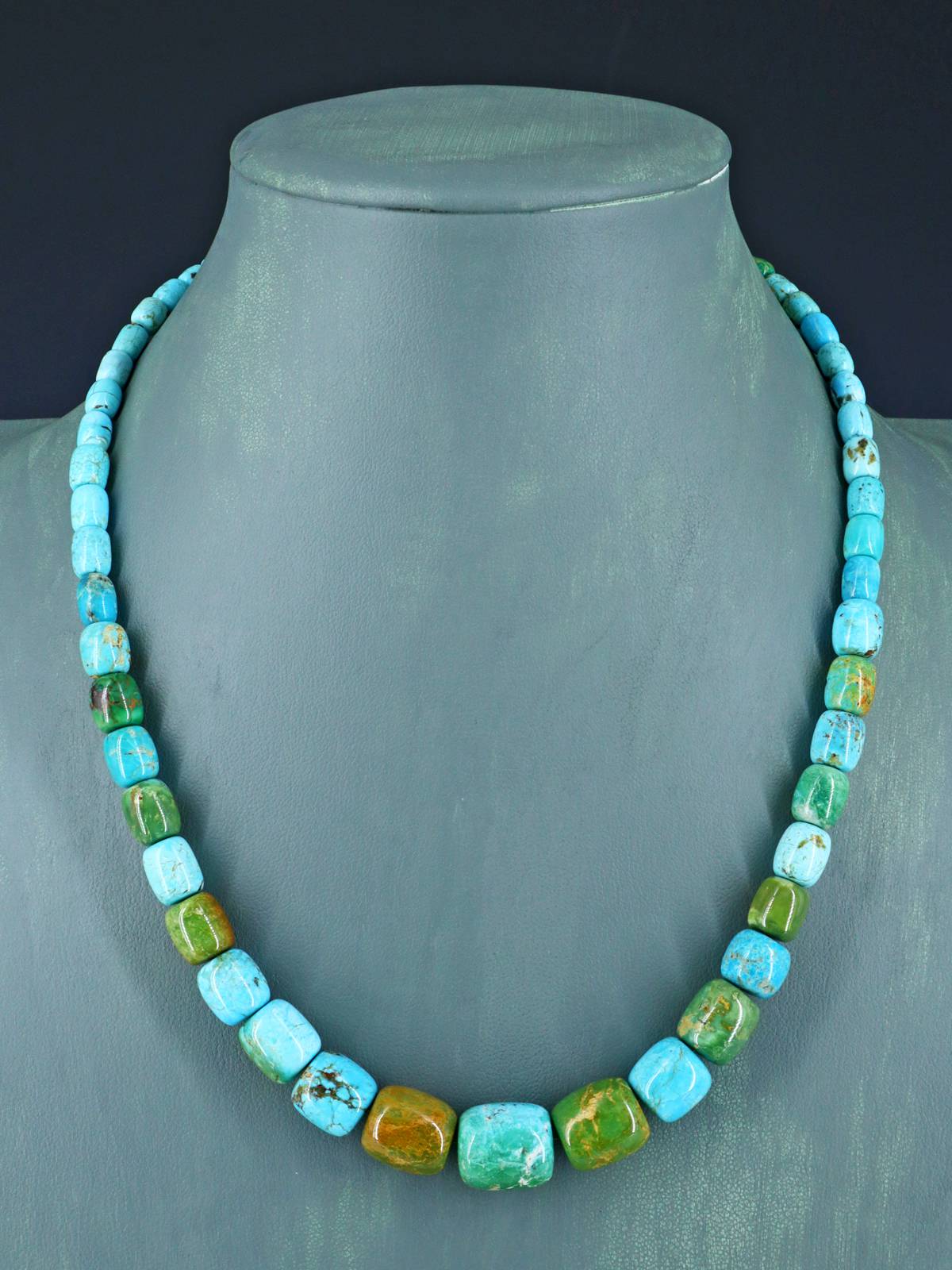 Navajo 18" Single Strand Barrel Bead Turquoise Necklace