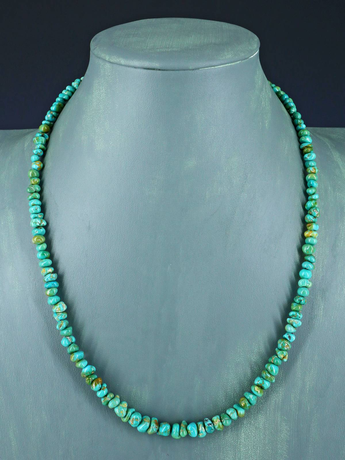 Navajo Single Strand Natural Lone Mountain Turquoise Necklace