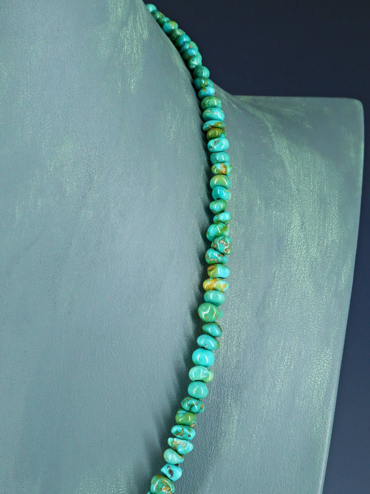 Navajo Single Strand Natural Lone Mountain Turquoise Necklace