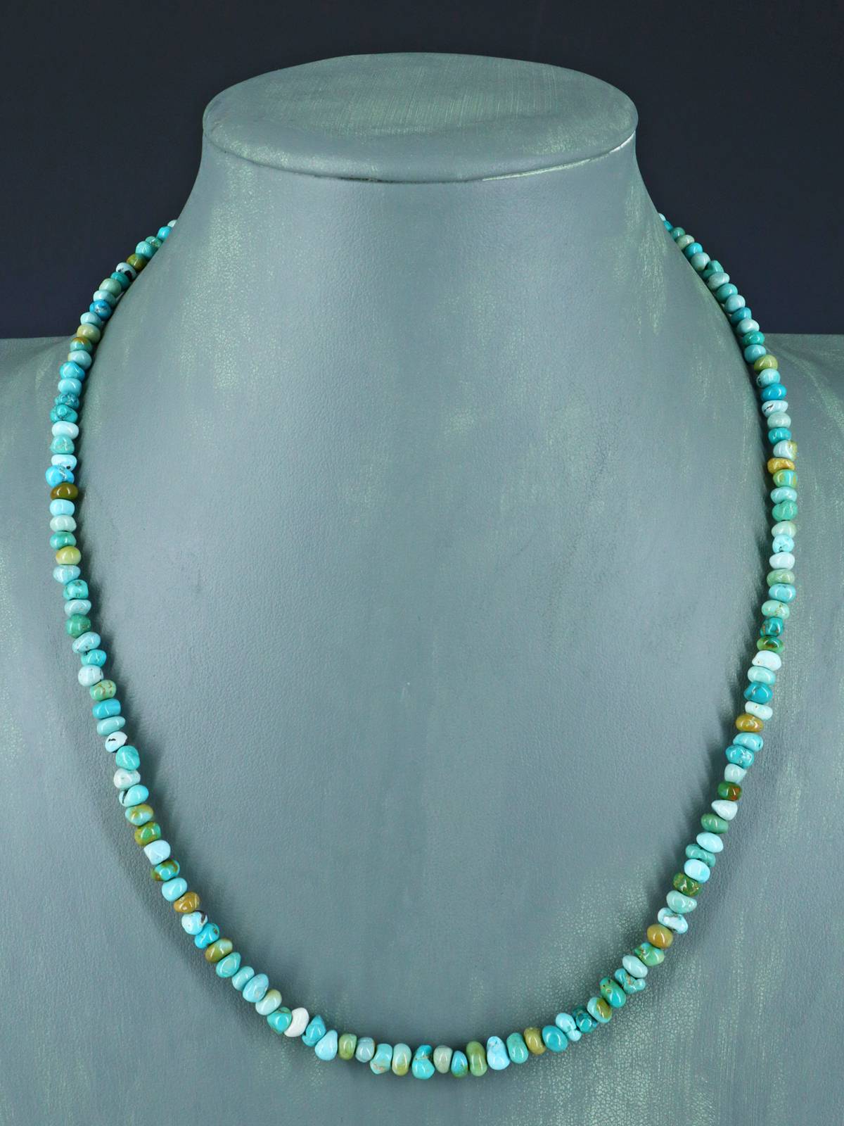 20" Single Strand Polychrome Lone Mountain Turquoise Necklace