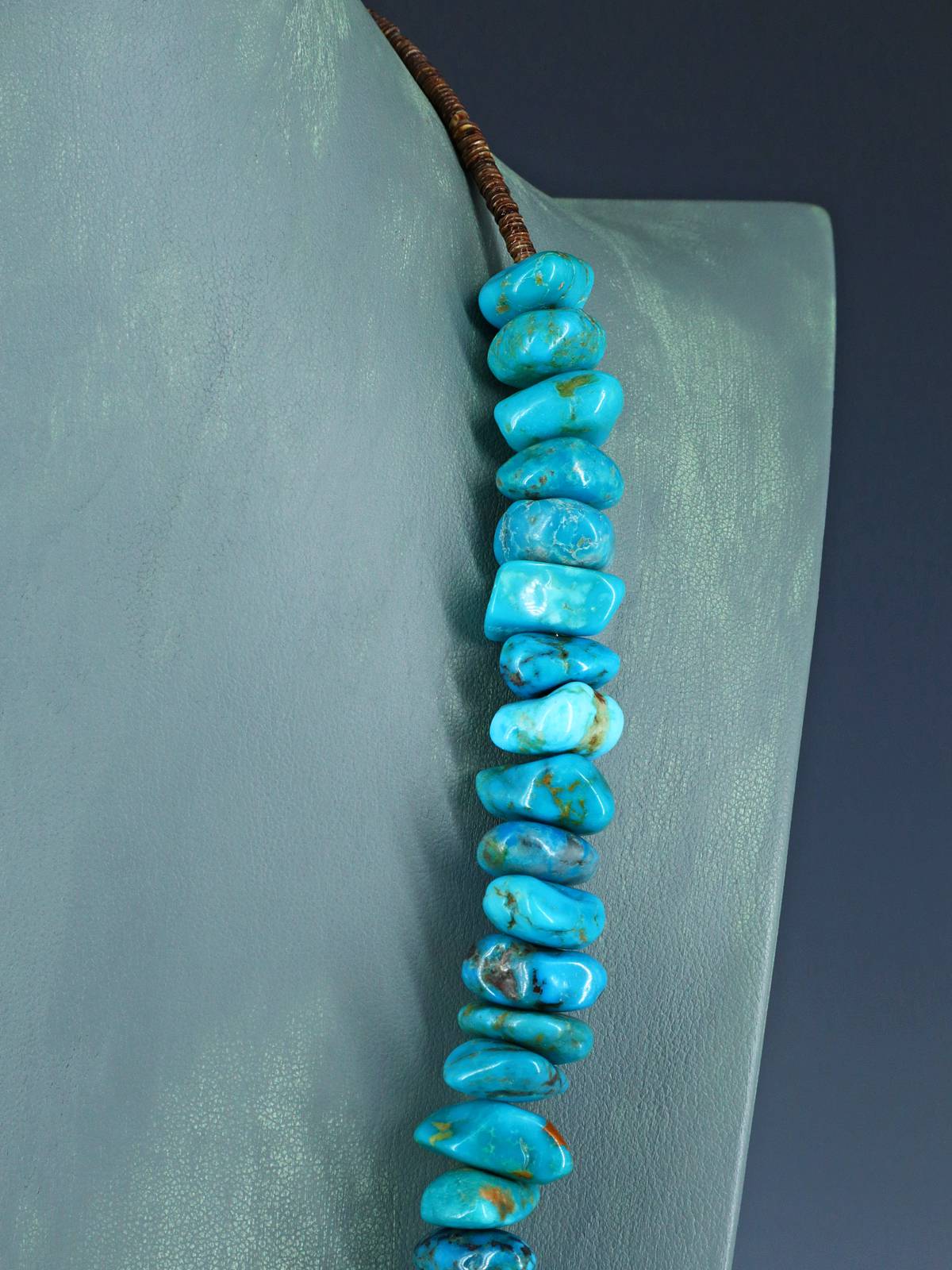 Collier à onglets turquoise à brin unique de bijoux indiens amérindiens de 41 po