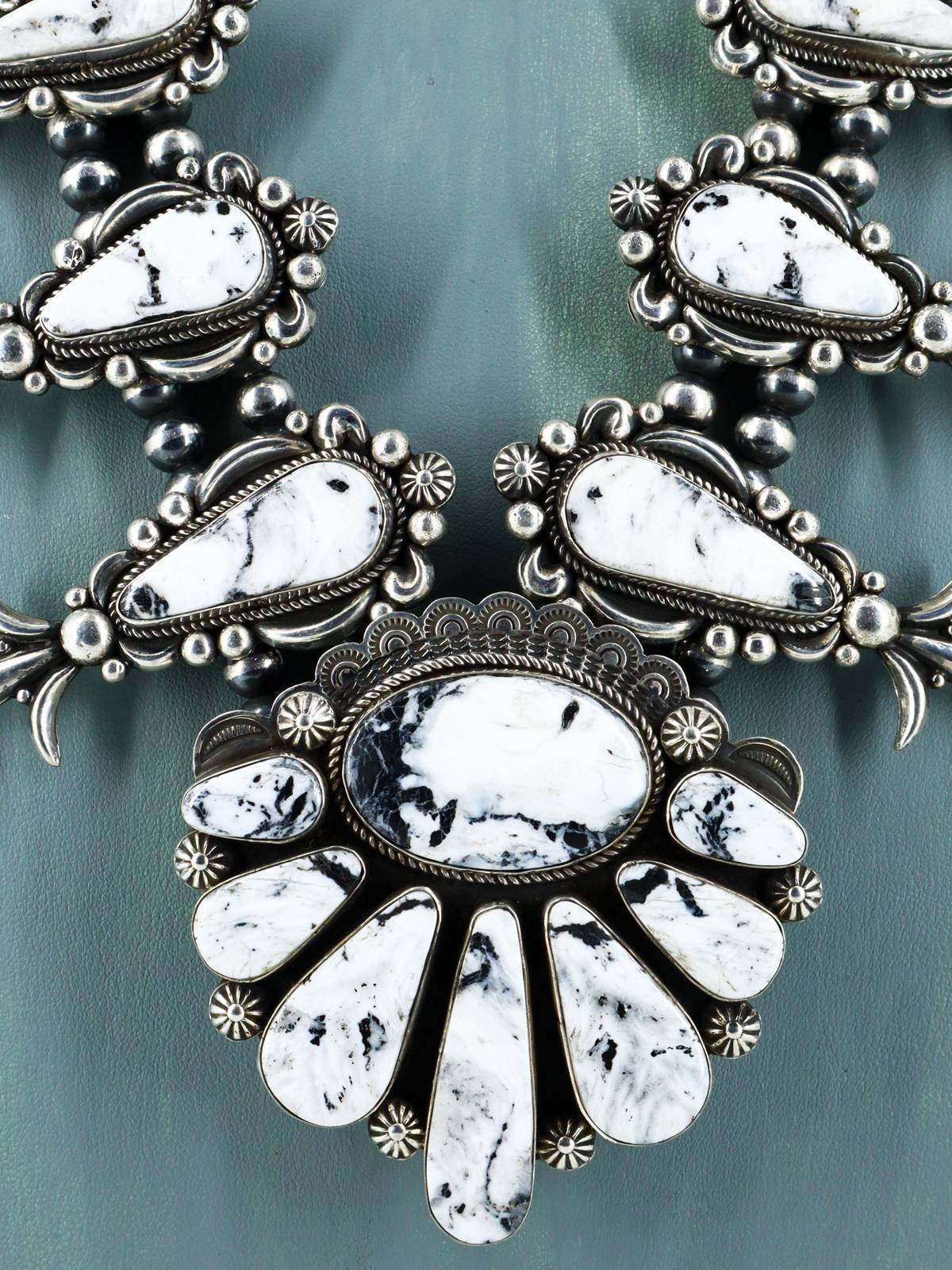 Native American Jewelry White Buffalo Lariat Necklace and Earring Set