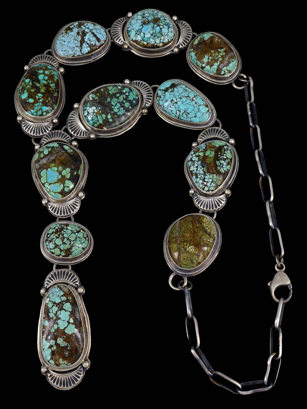 Collar Lariat de plata esterlina turquesa Royston natural navajo