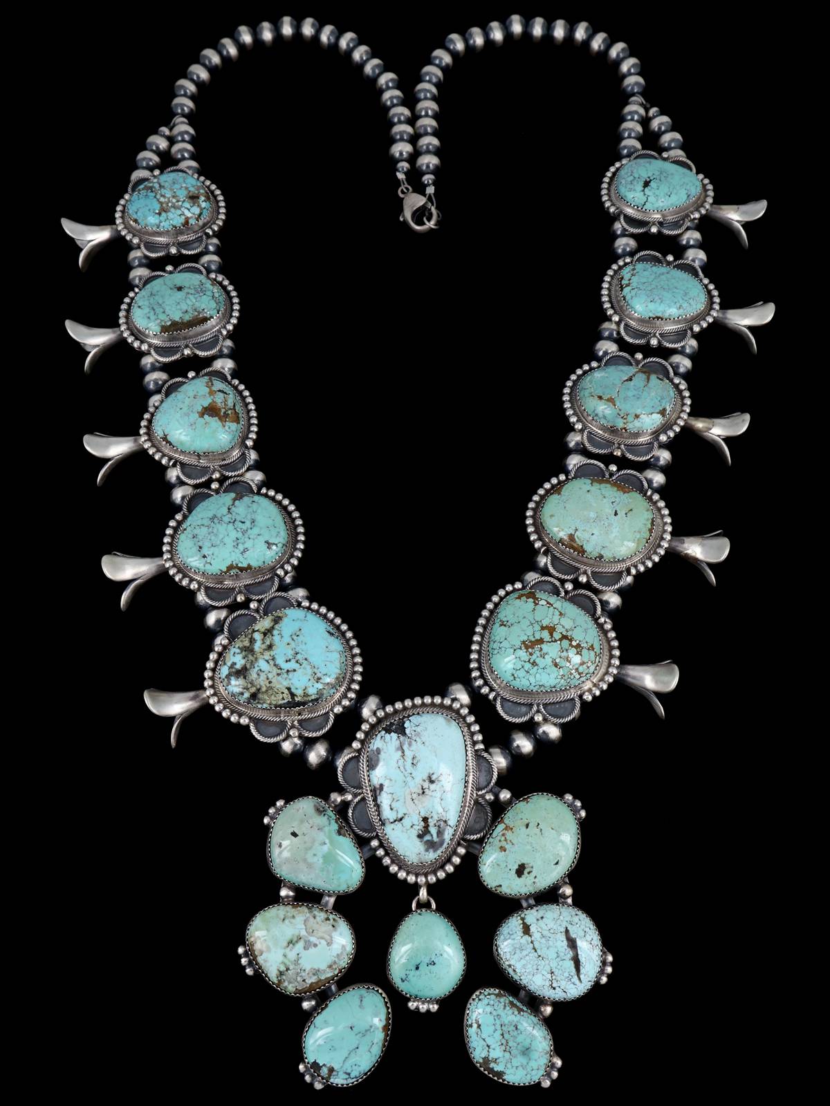 Campitos Juego de Collar con Flor de Calabaza en Plata de Ley Turquesa