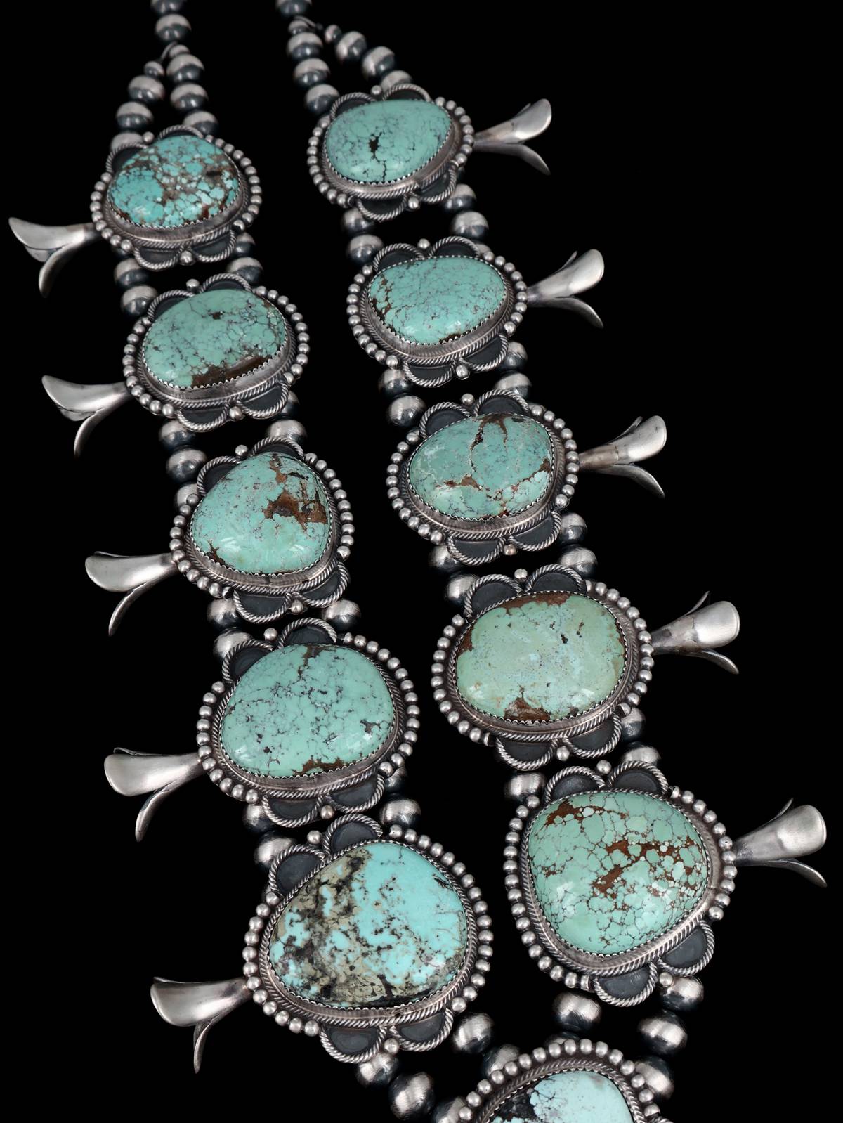 Campitos Juego de Collar con Flor de Calabaza en Plata de Ley Turquesa