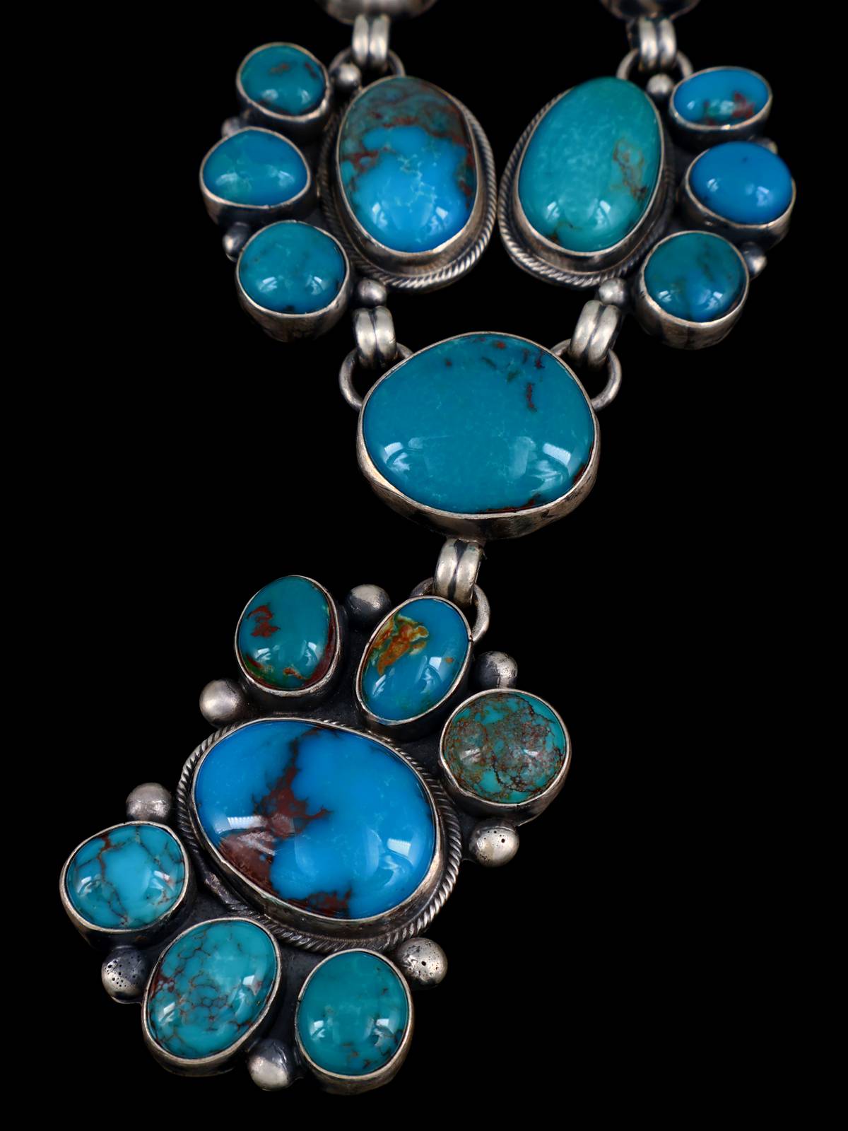 Native American Sterling Silver Bisbee Turquoise Necklace