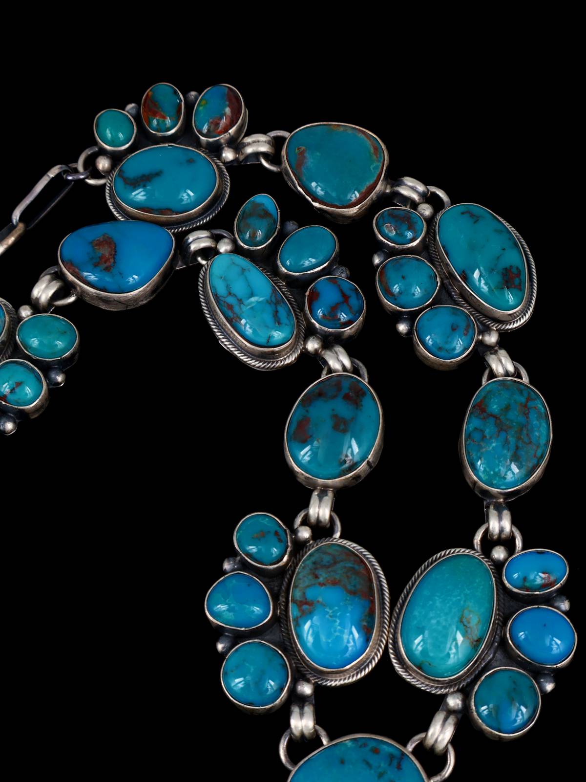 Native American Sterling Silver Bisbee Turquoise Necklace