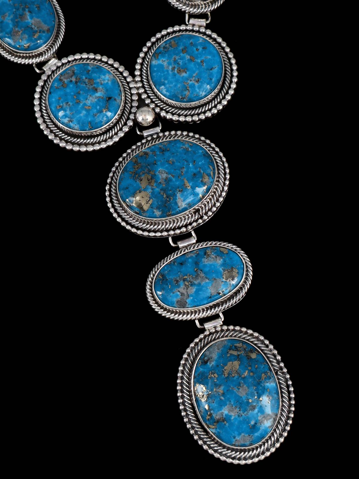 Native American Jewelry Sterling Silver Turquoise Lariat Necklace