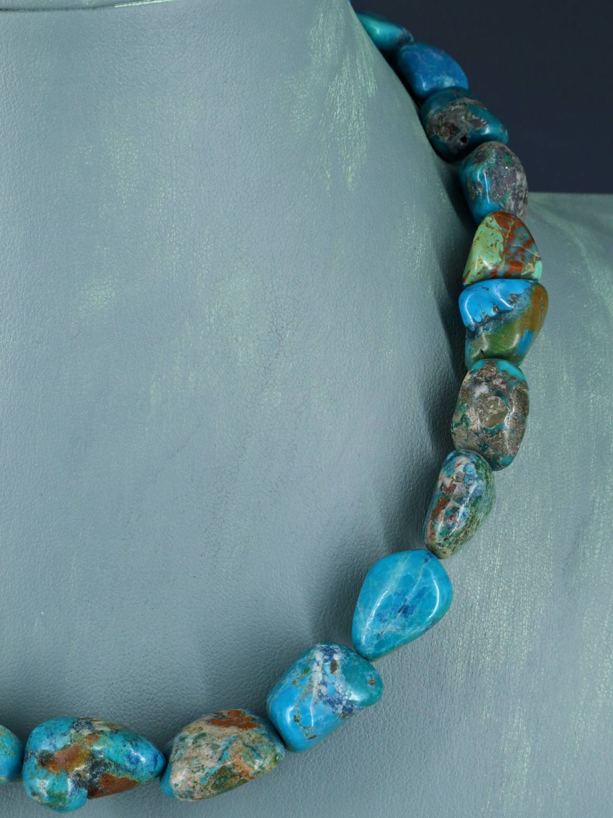 Collar de una sola hebra con cuentas de turquesa china nativa americana