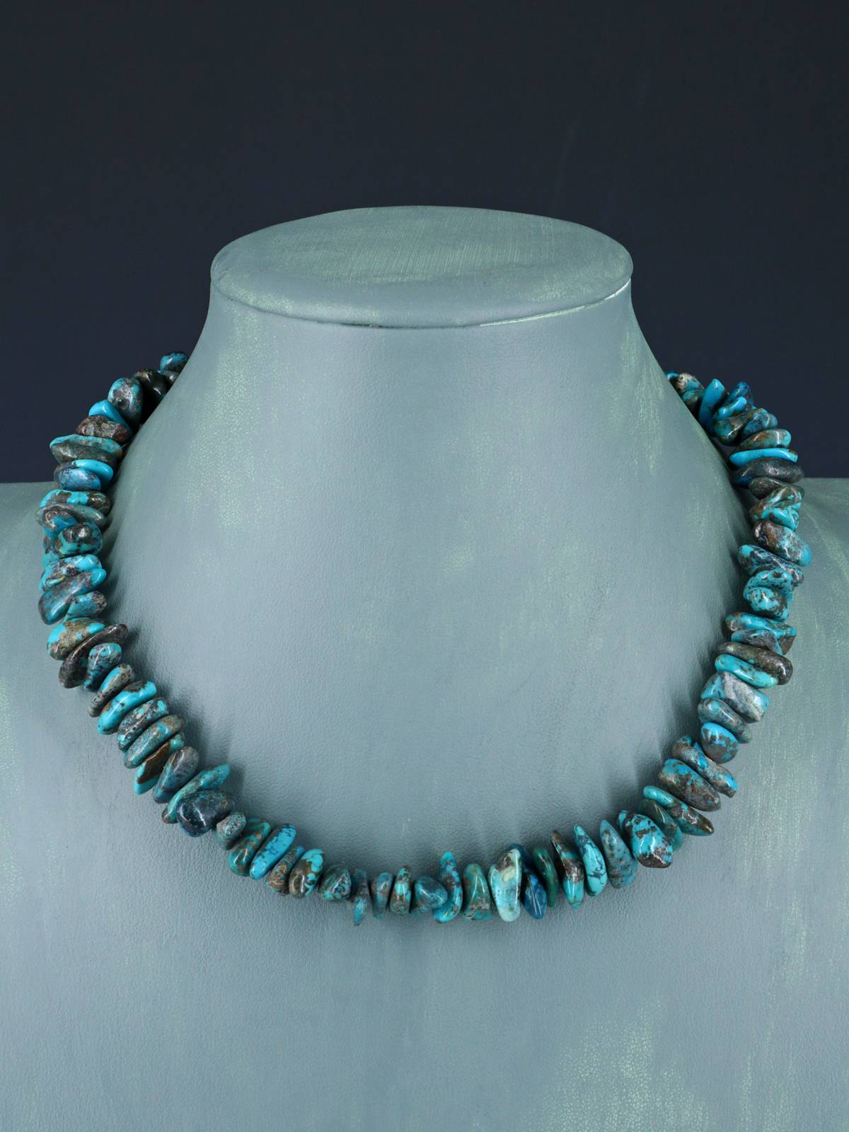Collier à brin unique perlé turquoise chinois amérindien