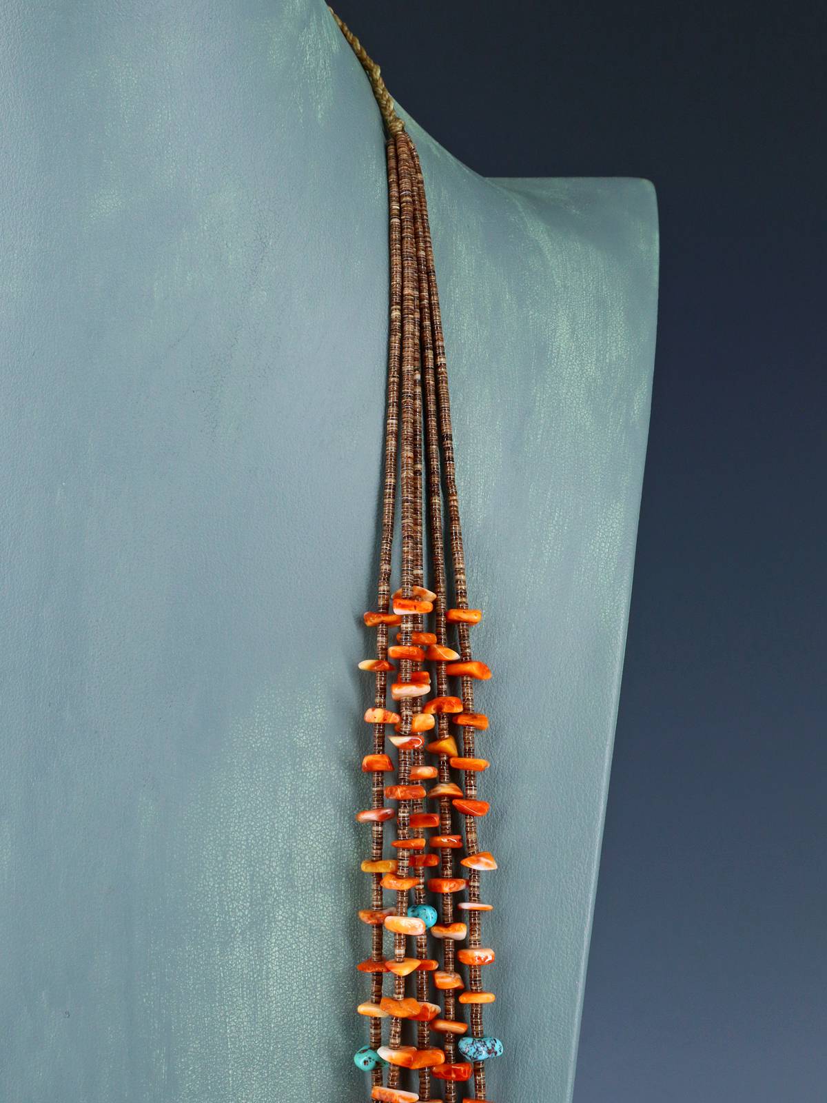 Collier Heishi amérindien vintage turquoise et coquillage