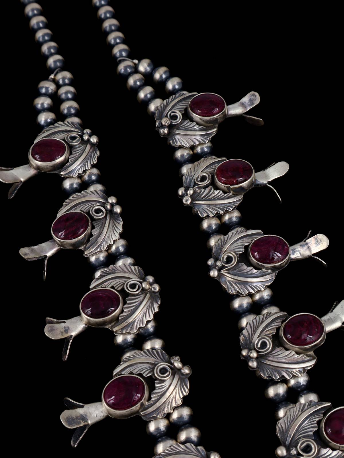Collier de fleurs de courge en argent sterling Navajo Bumblebee Jasper