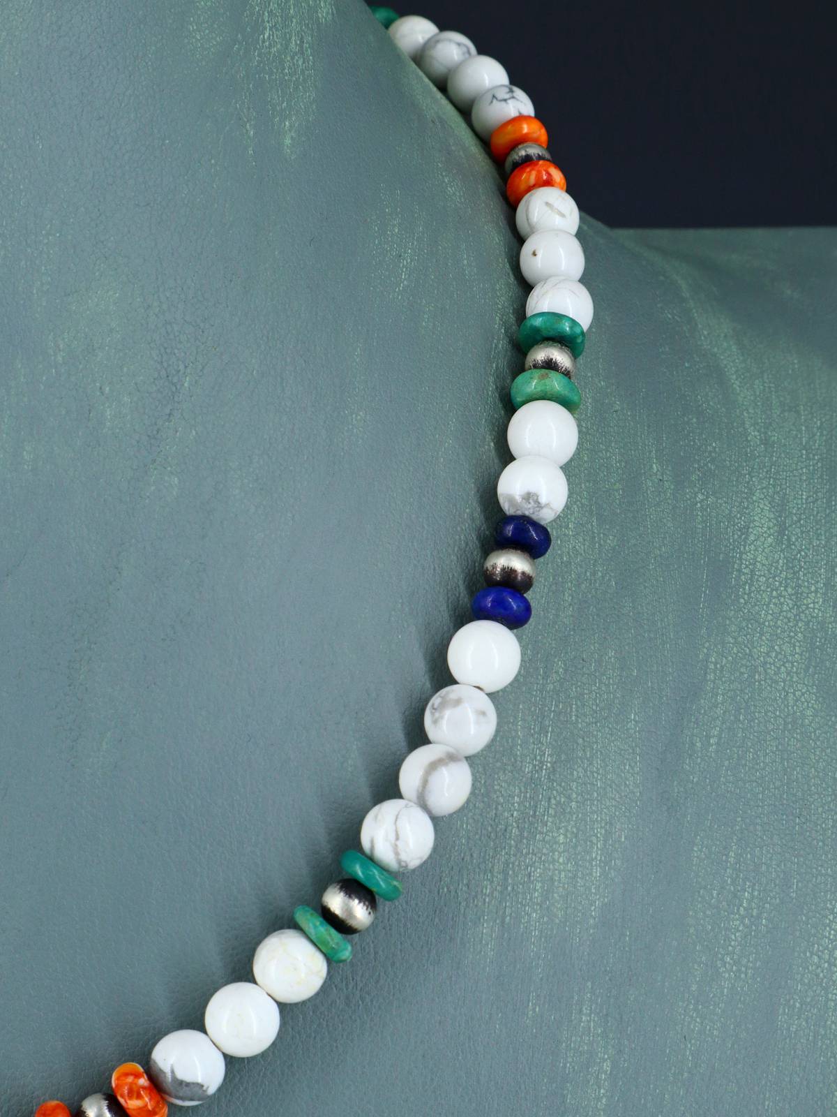 Navajo White Marble Beaded Single Strand Necklace - PuebloDirect.com