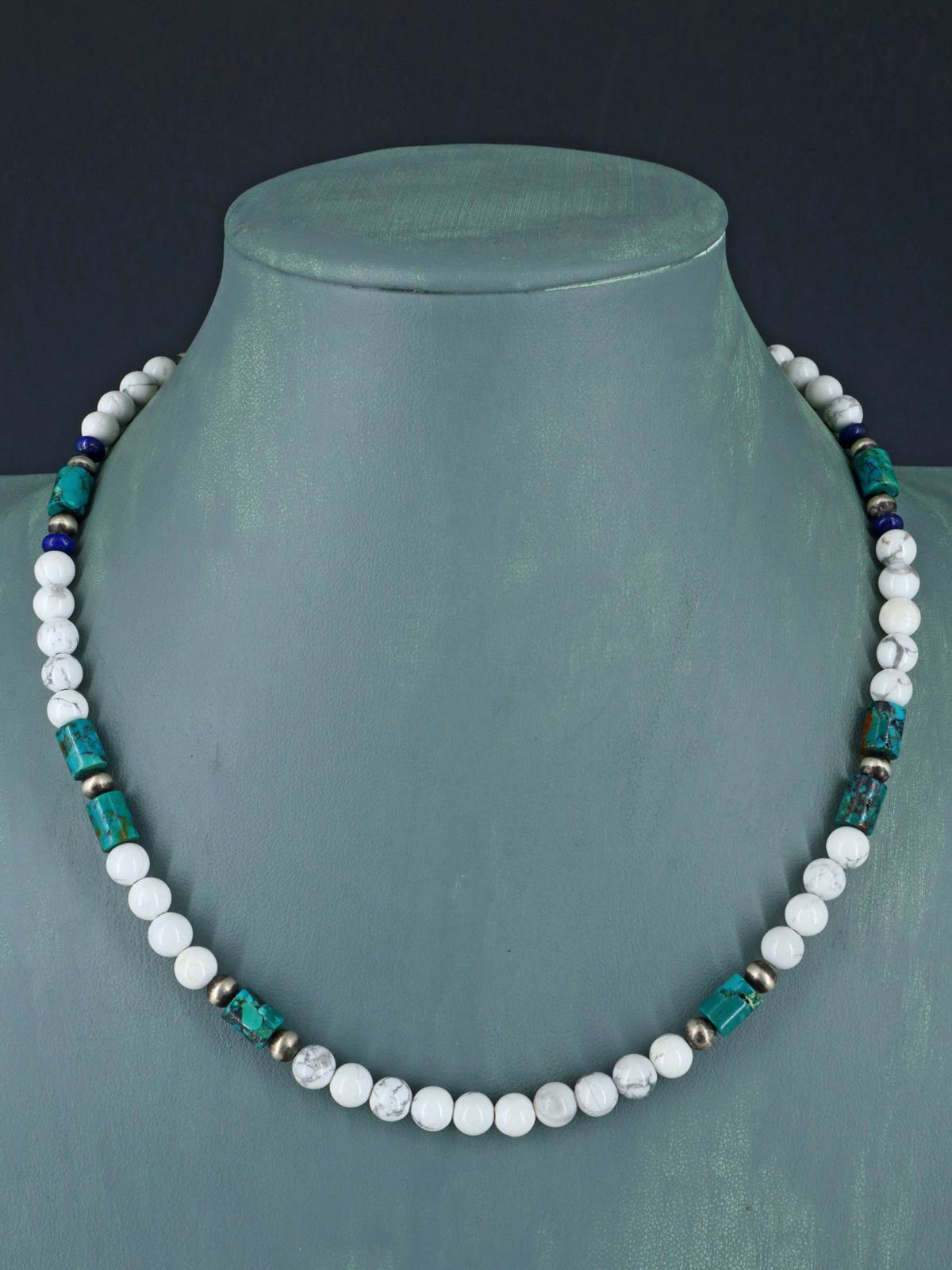 Navajo White Marble Beaded Single Strand Necklace - PuebloDirect.com