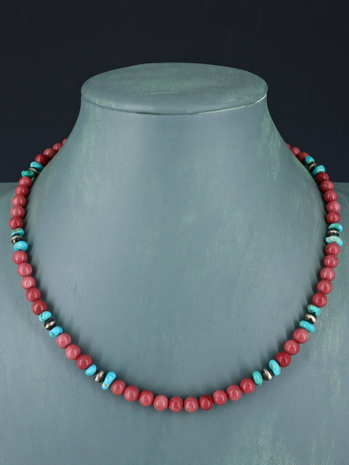 Navajo Pink Marble Beaded Single Strand Necklace - PuebloDirect.com