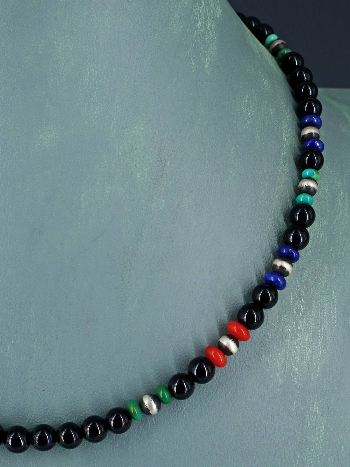 Navajo Onyx Beaded Single Strand Necklace
