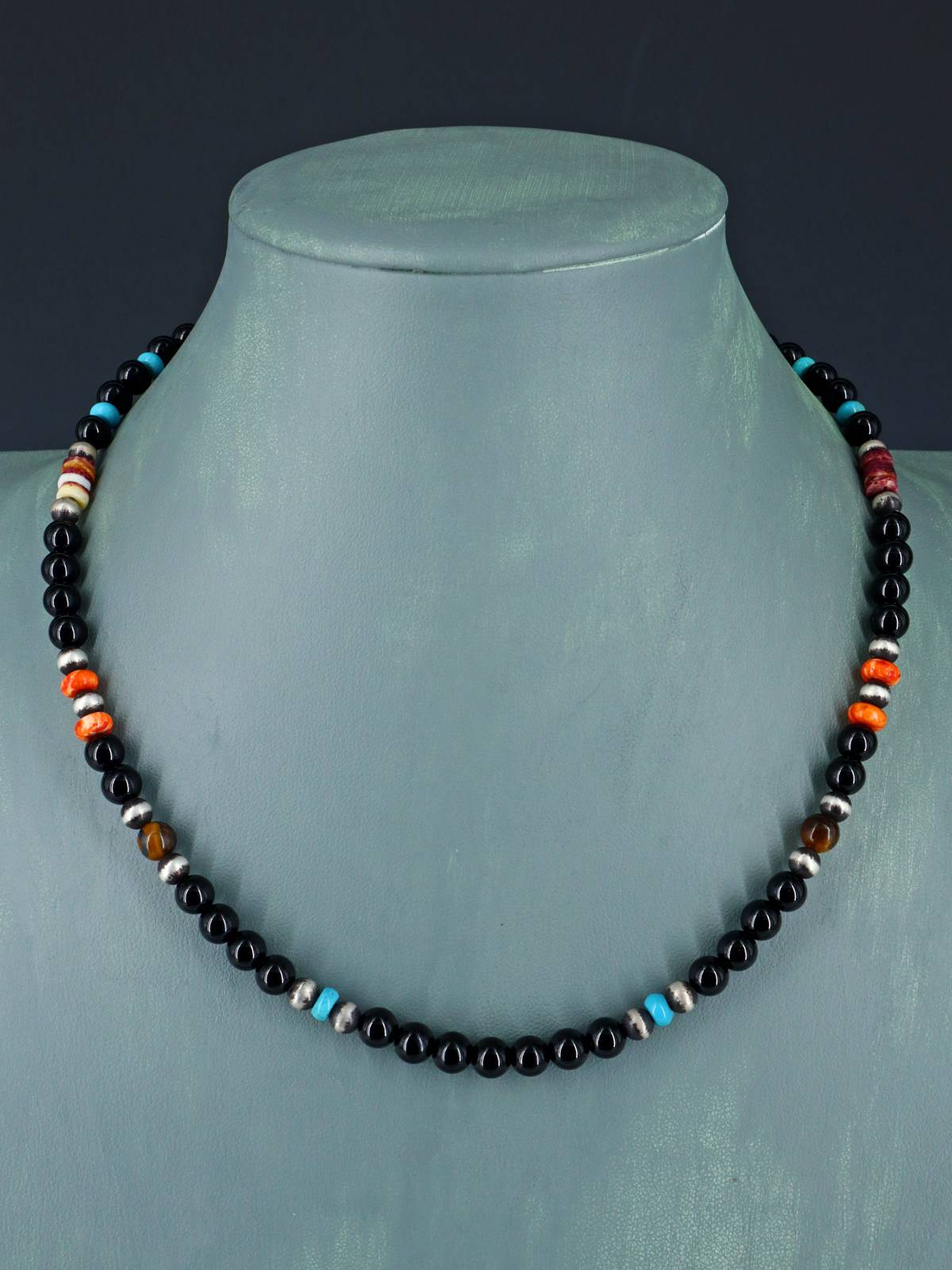 Navajo Onyx Beaded Single Strand Necklace - PuebloDirect.com