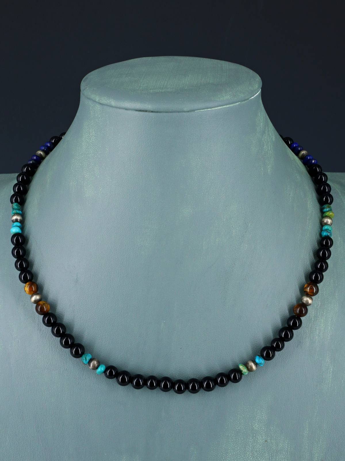 Navajo Onyx Beaded Single Strand Necklace - PuebloDirect.com