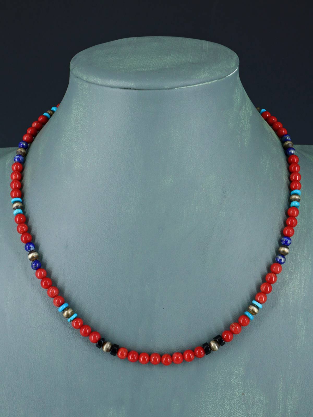 Navajo Coral Beaded Single Strand Necklace - PuebloDirect.com