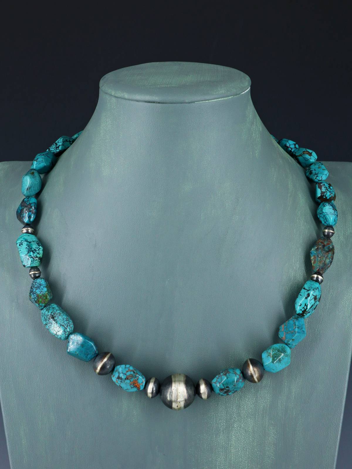 Chunky Native American Single Strand Turquoise Nugget Necklace - PuebloDirect.com