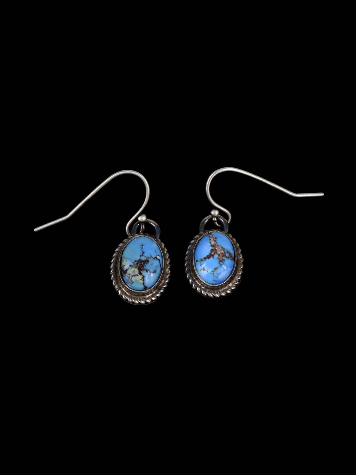 Navajo Golden Hill Turquoise Sterling Silver Petite Squash Blossom Necklace Set - PuebloDirect.com