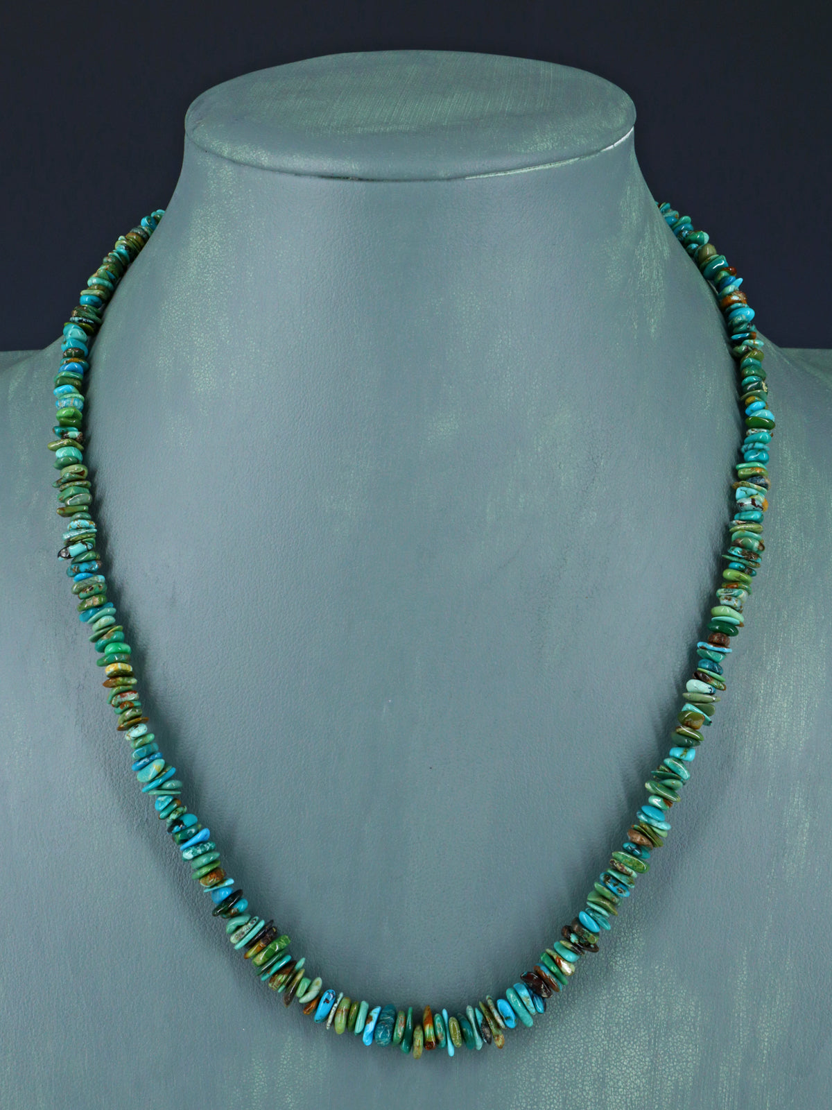 Navajo Single Strand Polychrome Turquoise Necklace - PuebloDirect.com