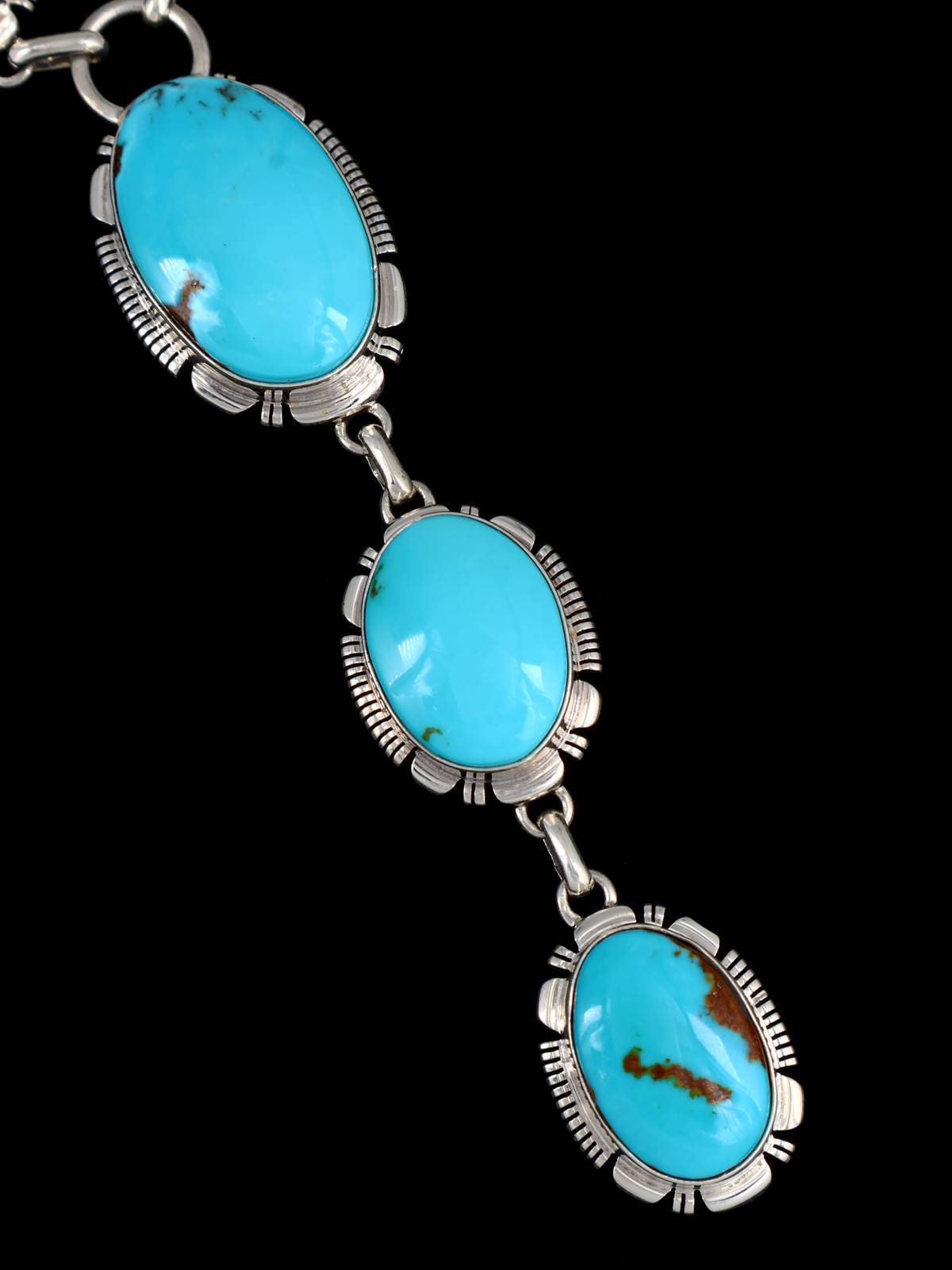 Navajo Armenian Turquoise Sterling Silver Lariat Necklace - PuebloDirect.com