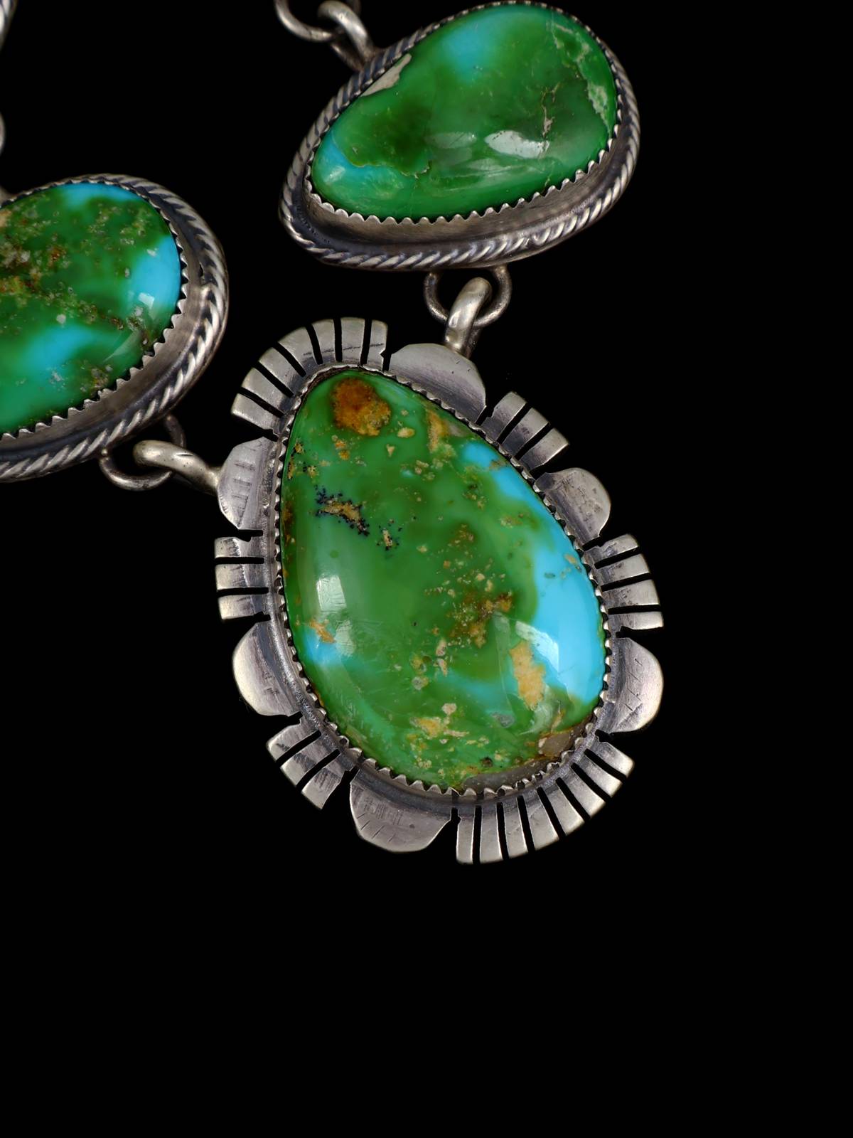 Navajo Sterling Silver Sonoran Gold Turquoise Choker Necklace - PuebloDirect.com