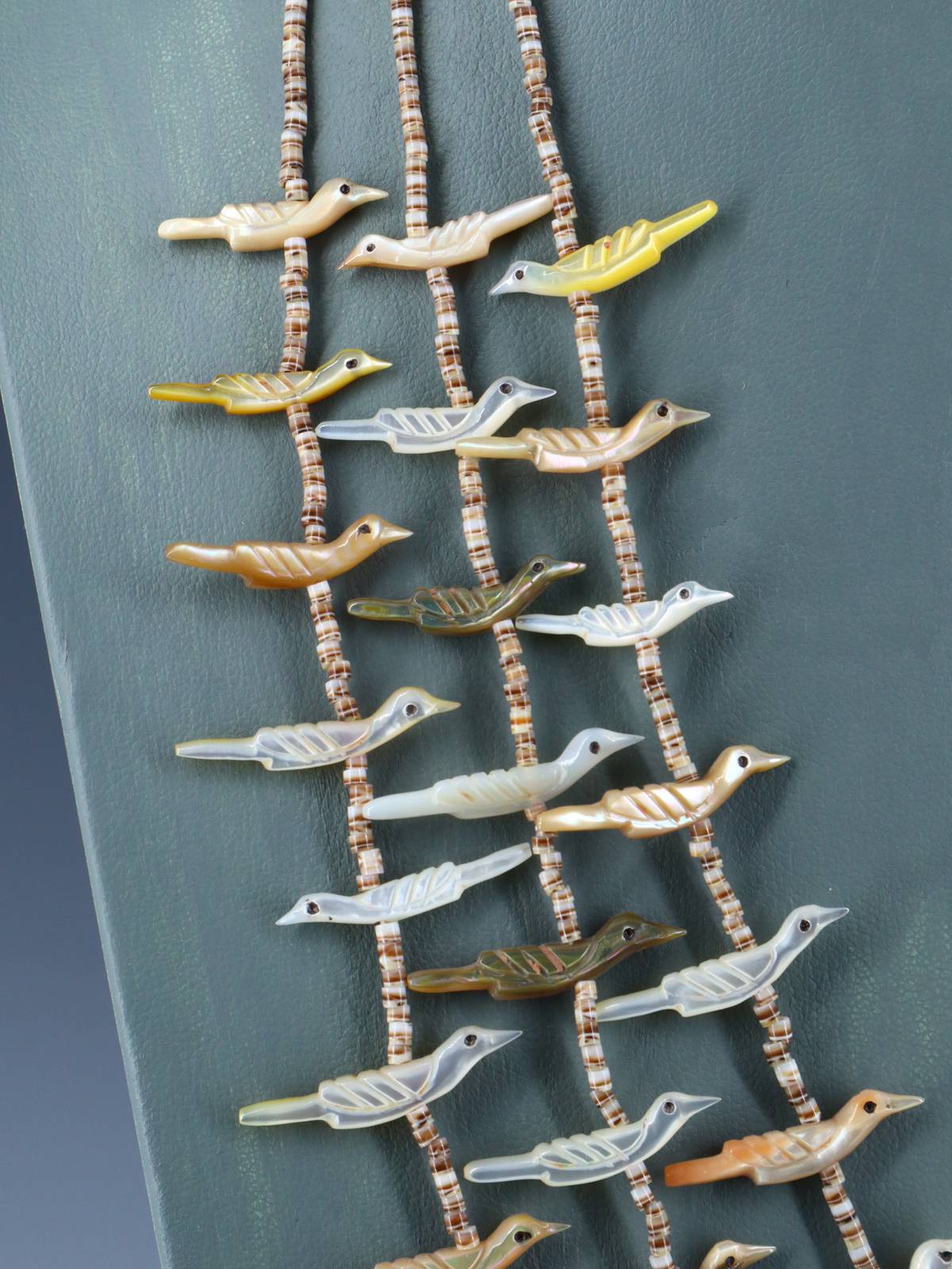 Vintage Zuni Pueblo Three Strand Bird Fetish Necklace - PuebloDirect.com