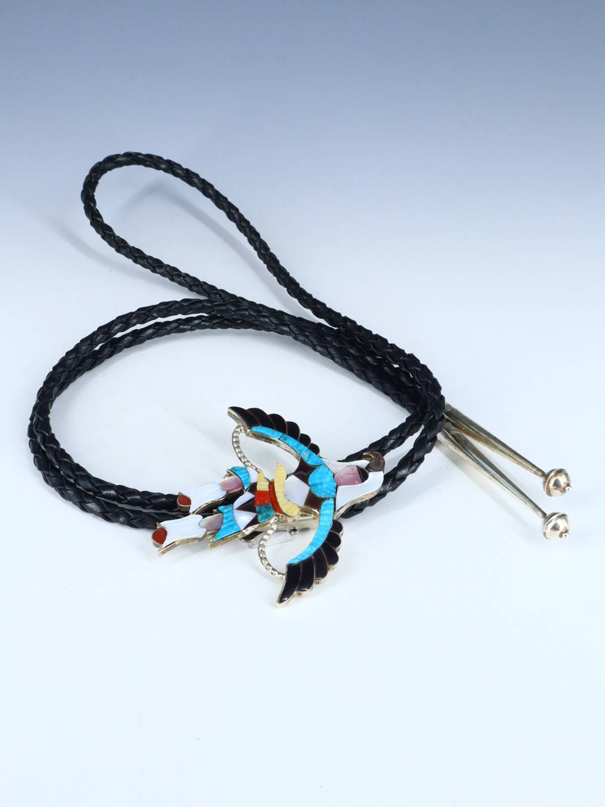 Sterling Silver Zuni Inlay Eagle Dancer Bolo Tie