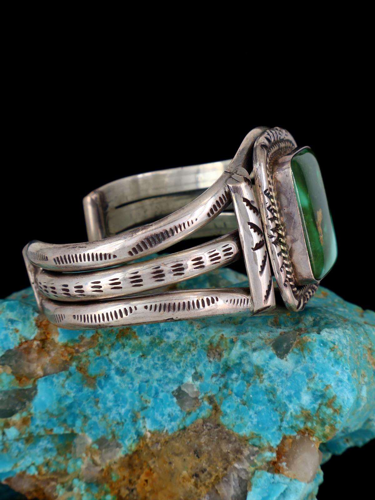Vintage Native American Royston Turquoise Sterling Silver Cuff Bracelet - PuebloDirect.com